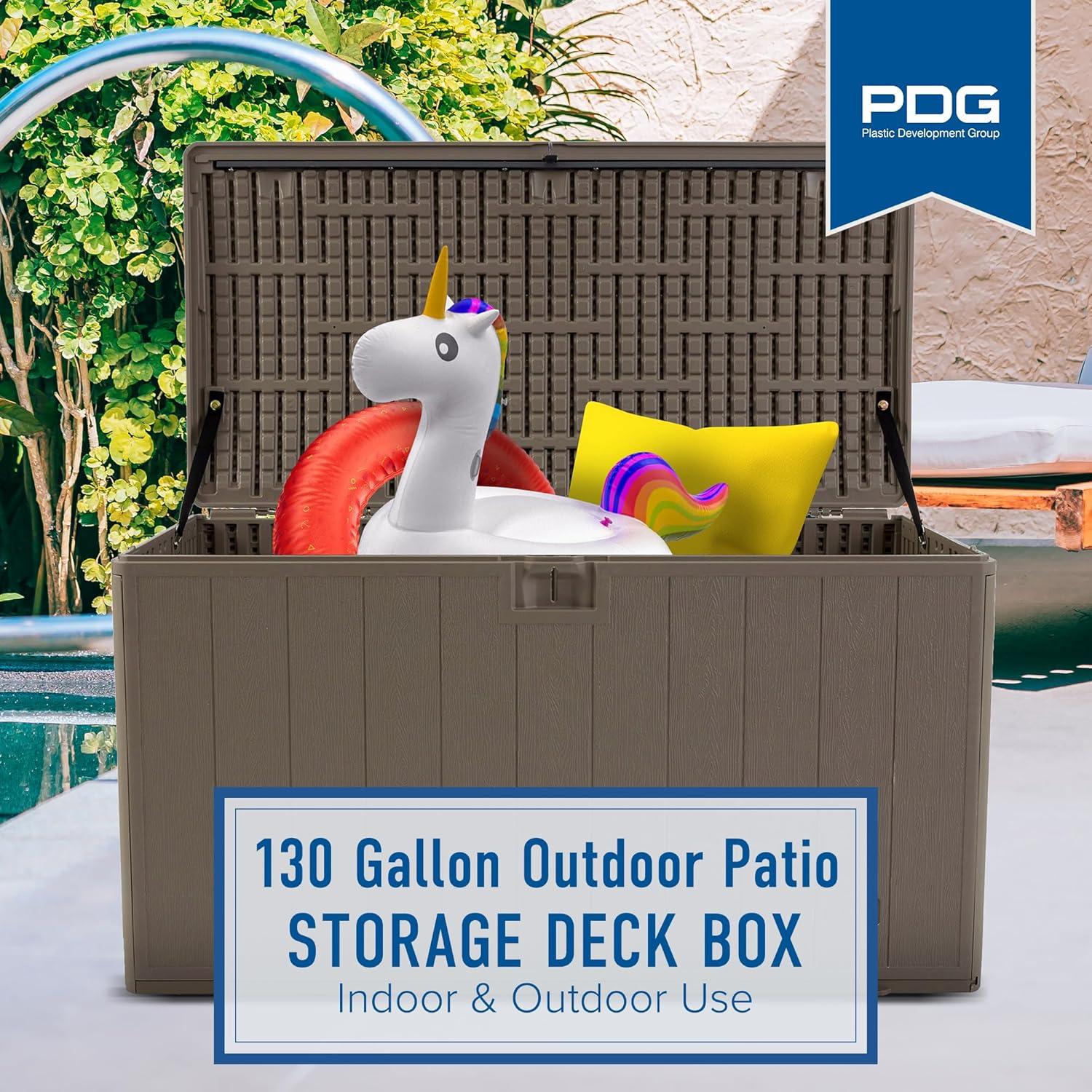 Plastic Development Group 130 Gallon Resin Outdoor Patio Storage Deck Box