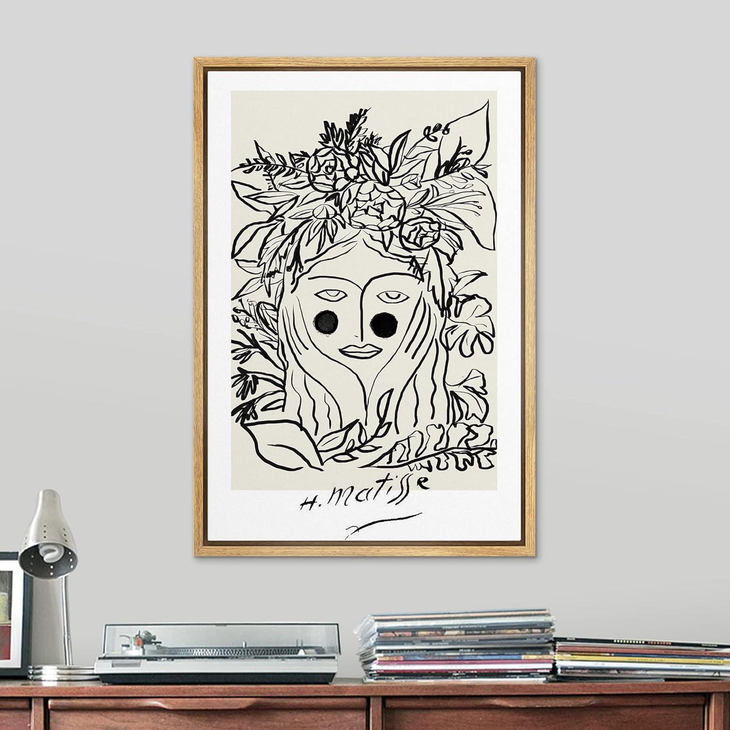 SIGNLEADER Abstract Black Floral Woman Artwork Modern Wall Art Framed Canvas by Henri Matisse Painting Print