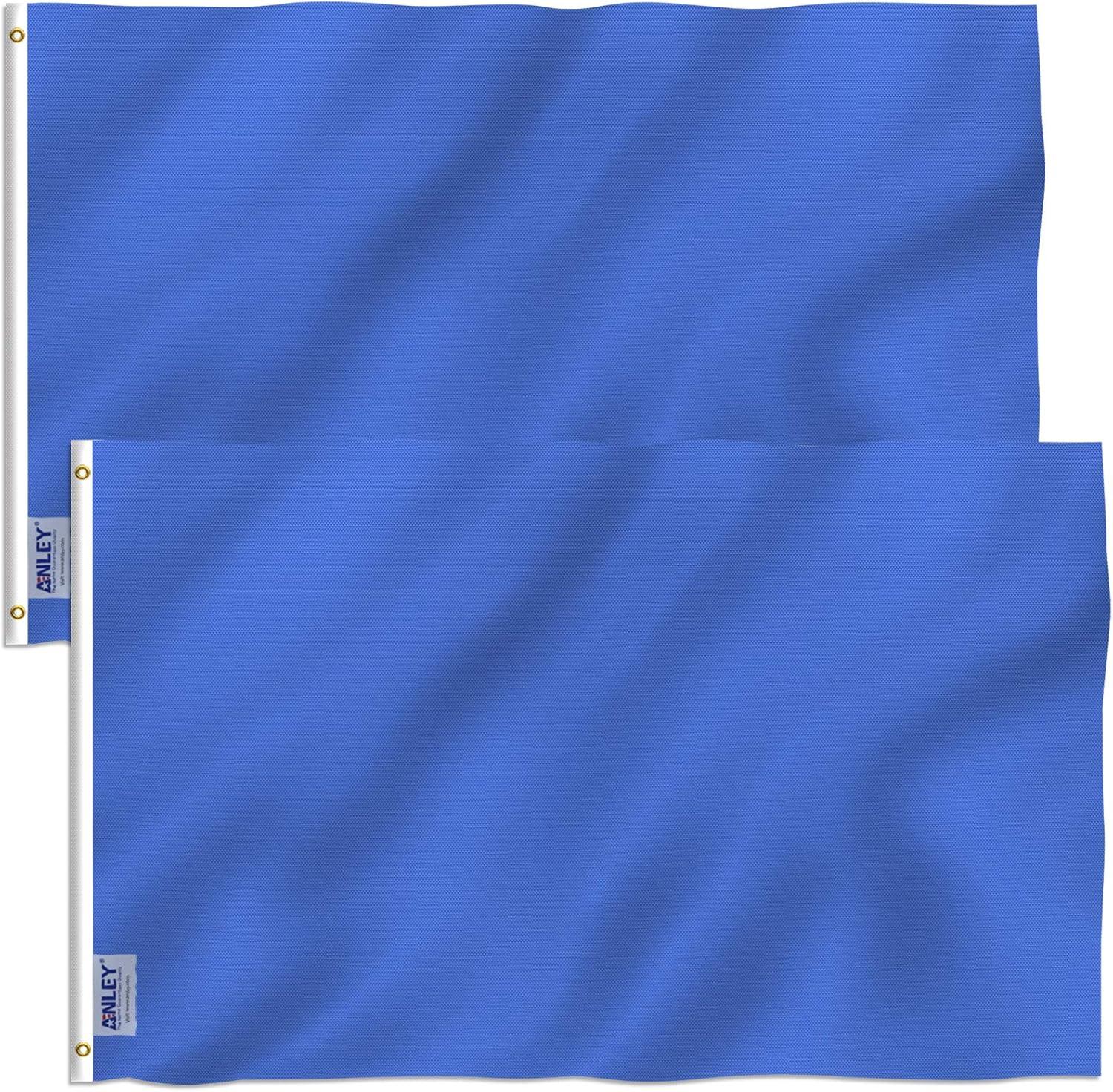 Solid Blue Polyester Garden House Flag Set with Grommets