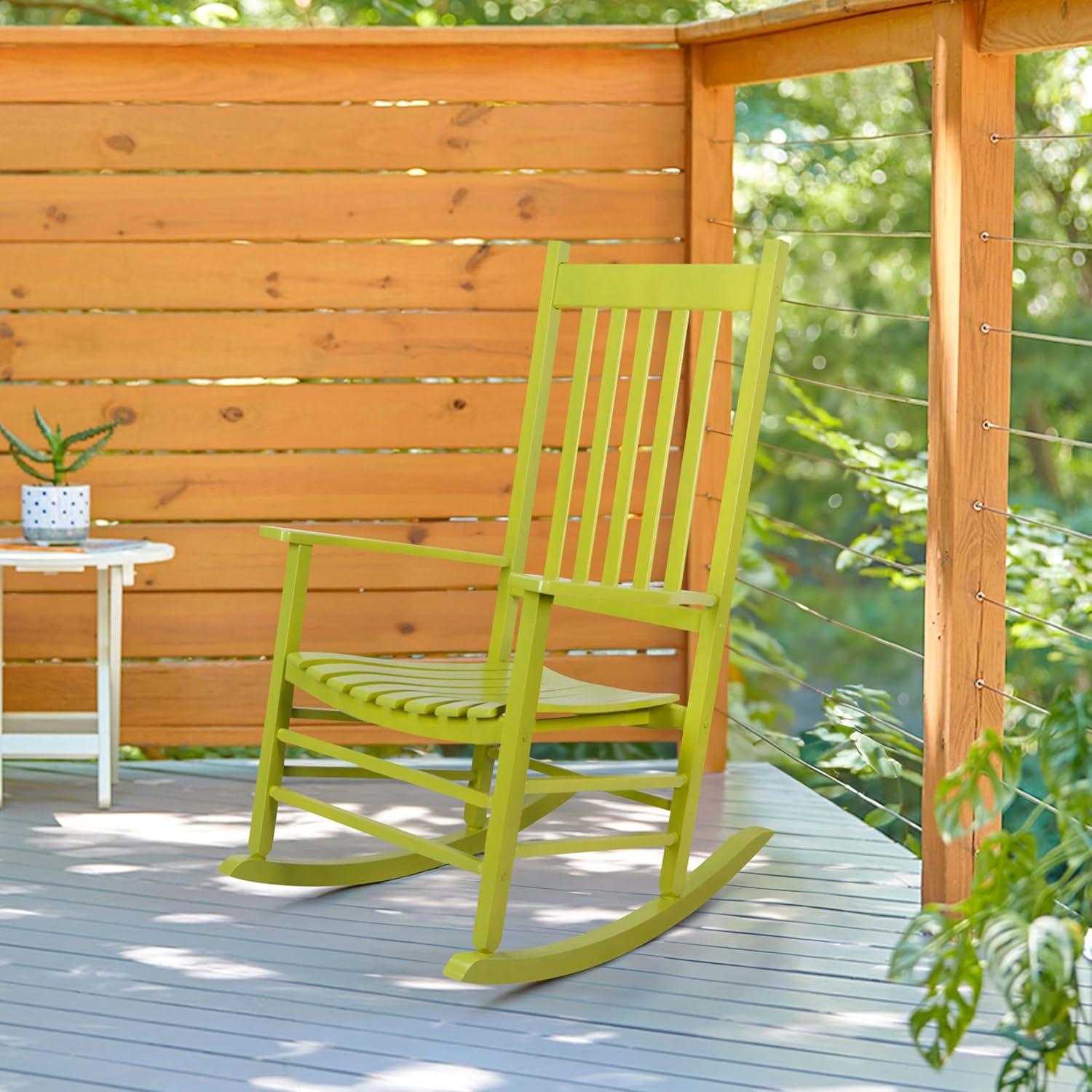 Shine Company Traditional Hardwood Indoor/Outdoor Patio Porch Rocker in Green
