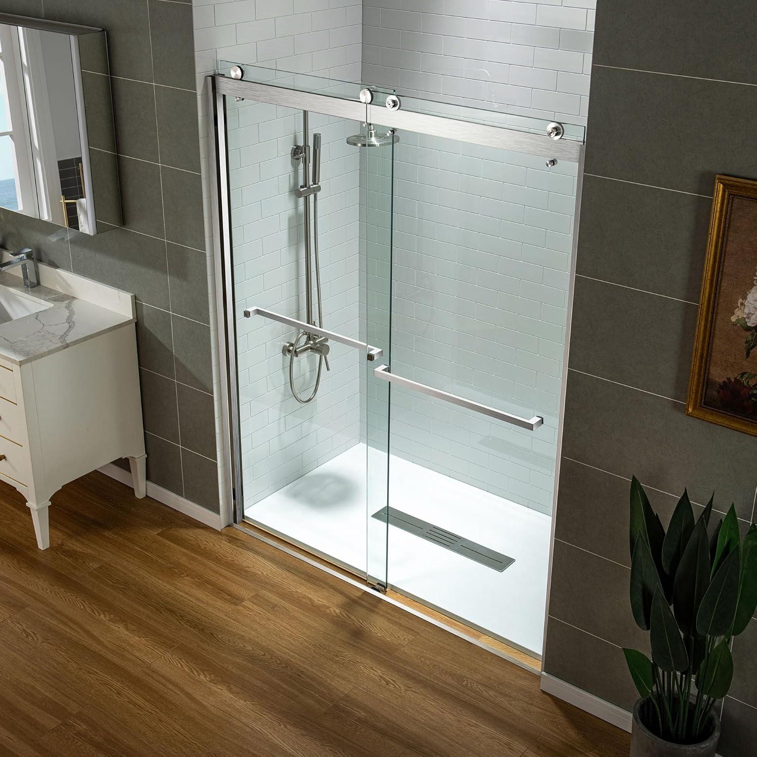 56-60" W x 76" H Double Sliding Frameless Shower Door with 3/8 in. Clear Glass