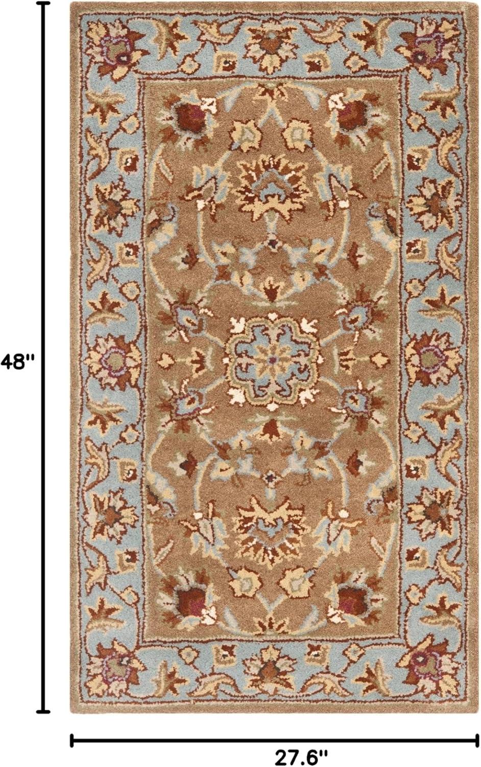 SAFAVIEH Heritage Kensington Traditional Wool Area Rug, Beige/Blue, 6' x 6' Square Scalloped