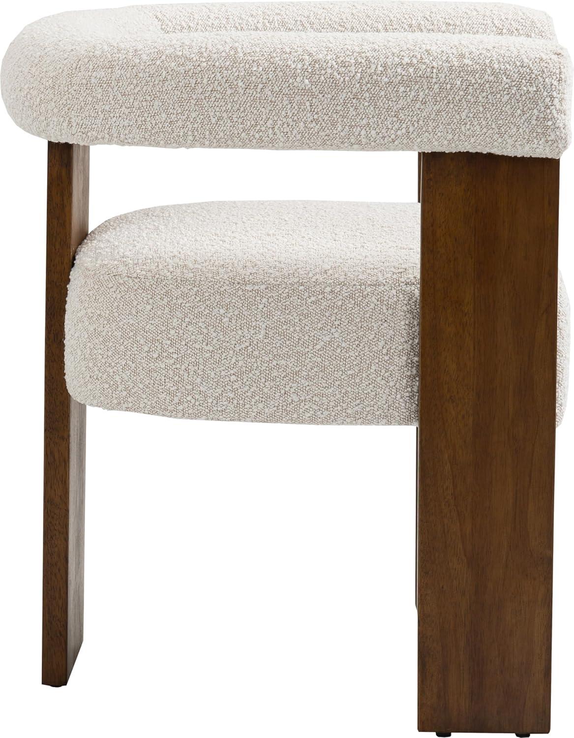 Meridian Furniture Barrel Cream Boucle Fabric Dining Chair