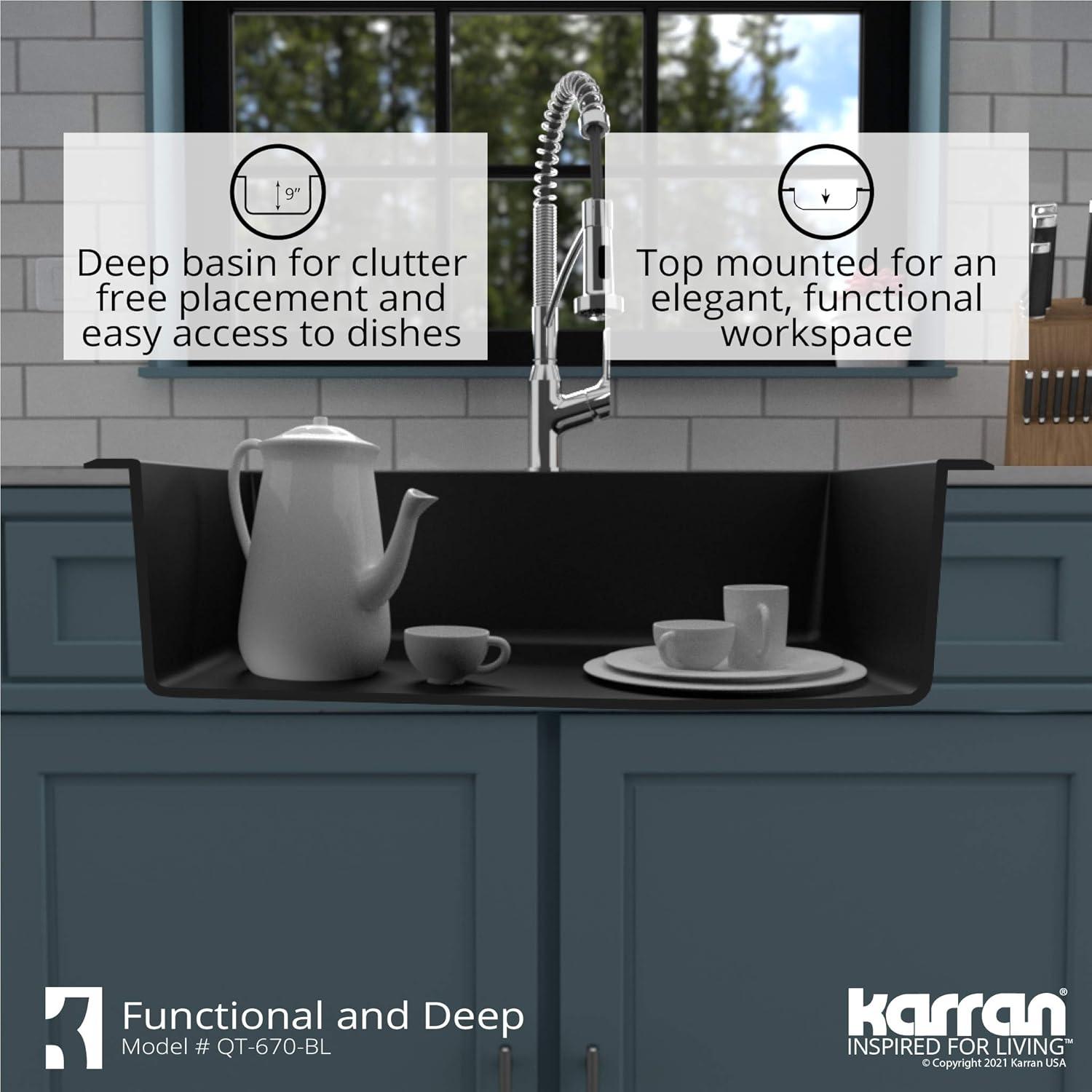 Karran Drop-in Quartz Composite 33'' X 22'' 1-Hole Single Bowl Kitchen Sink