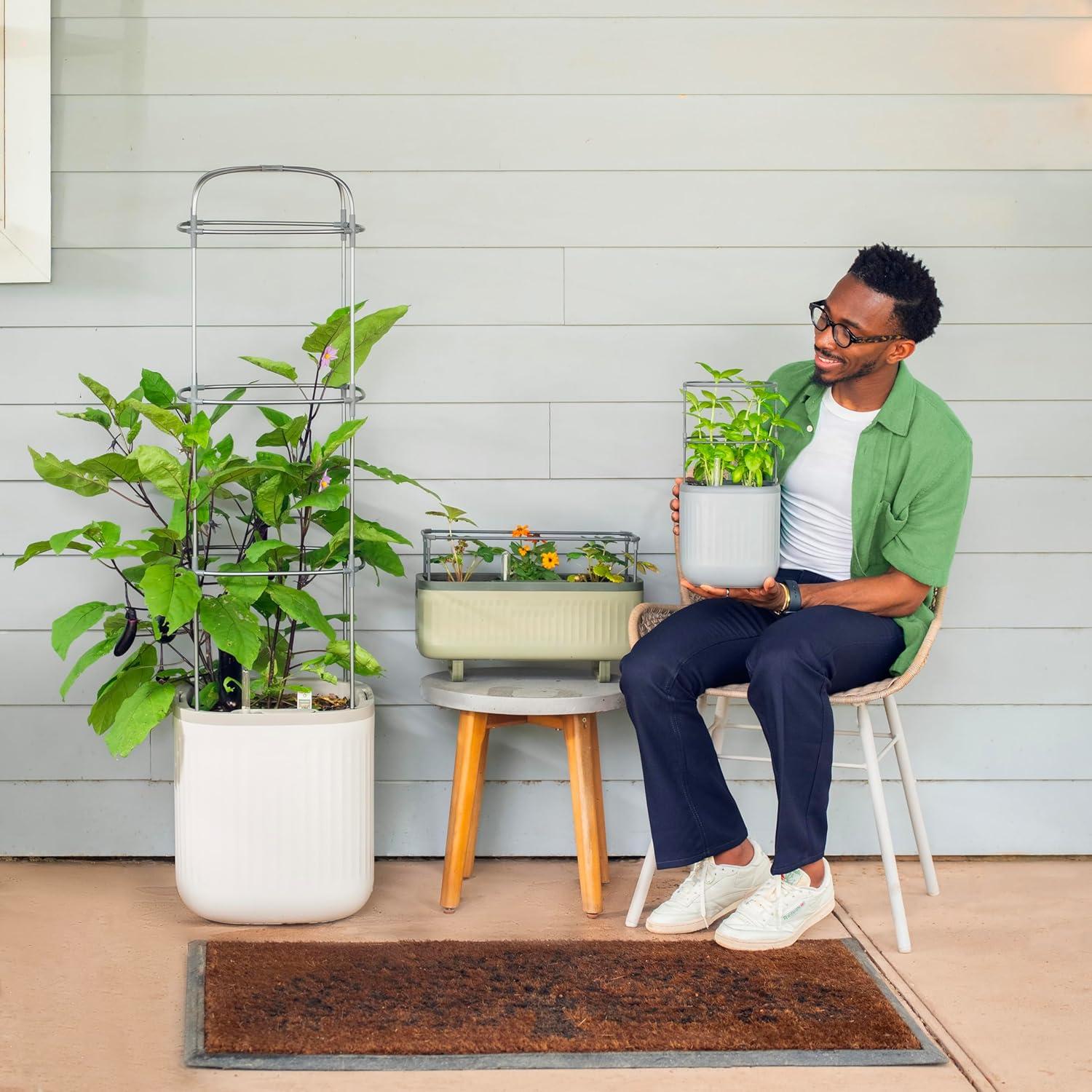 Vego Garden Mini Herb Plastic Outdoor Pot Planter with Trellis