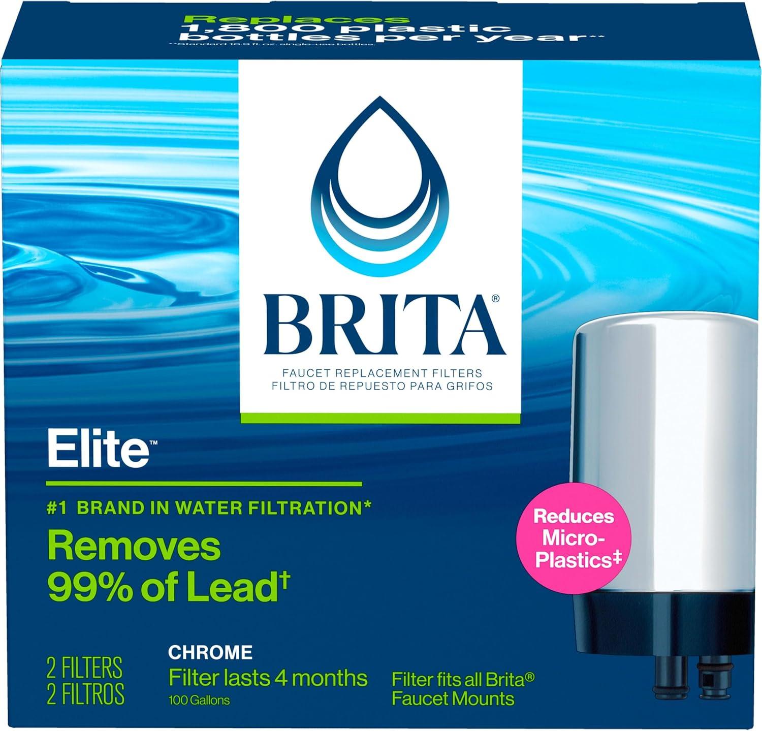 Brita Complete Tap Water Faucet Replacement Filters, 2 Count - Chrome