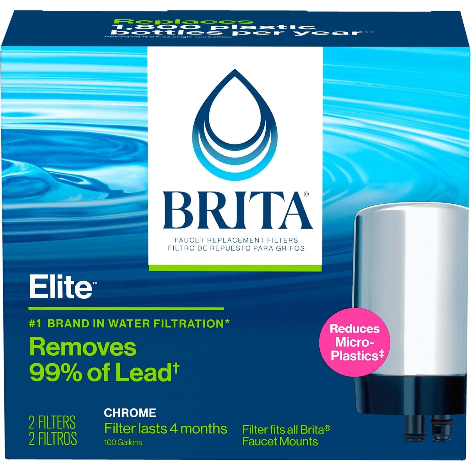 Brita Complete Tap Water Faucet Replacement Filters, 2 Count - Chrome