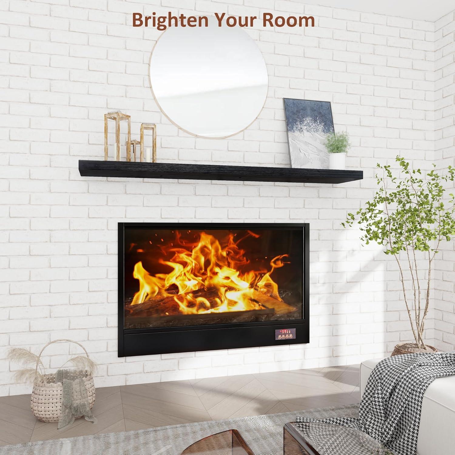 24 Inch Floating Shelves Set of 2, Rustic Solid Wood Wall Mounted Shelves for Decor & Storage, Dark Walnut Shelves for Bedroom Kitchen Living Room - Dark Walnut