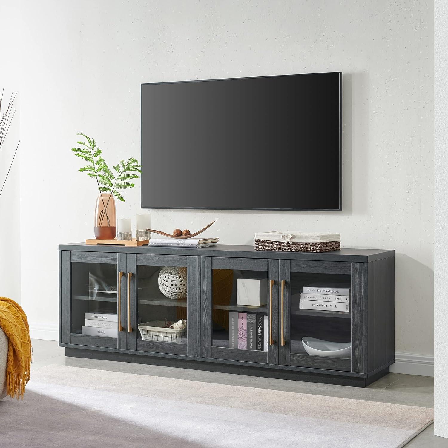 Evelyn&Zoe Donovan Rectangular TV Stand for TV's up to 75", Charcoal Gray