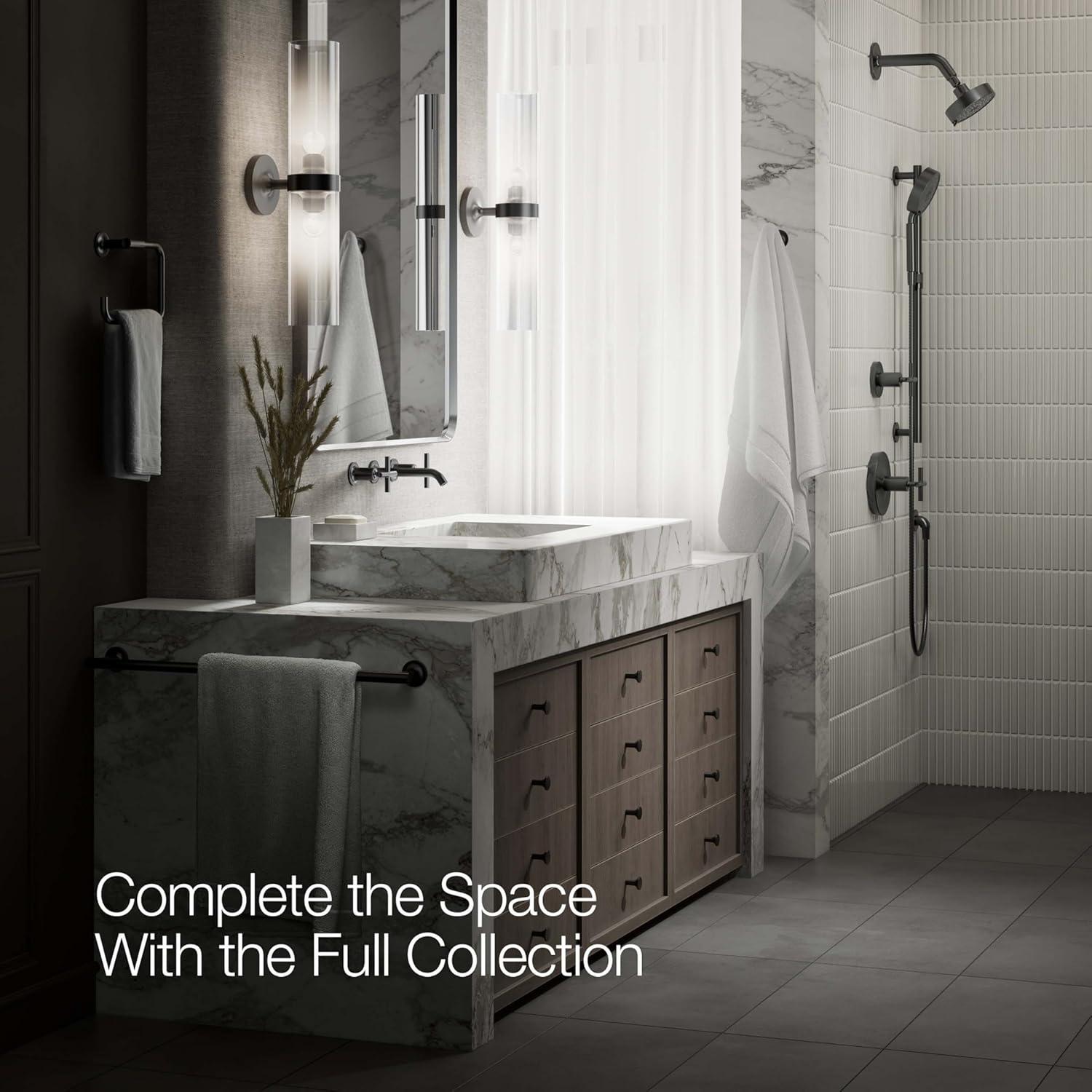 Kohler ® Purist ® Matte Black Wall-Mounted Bathroom Sink Faucet and Handles