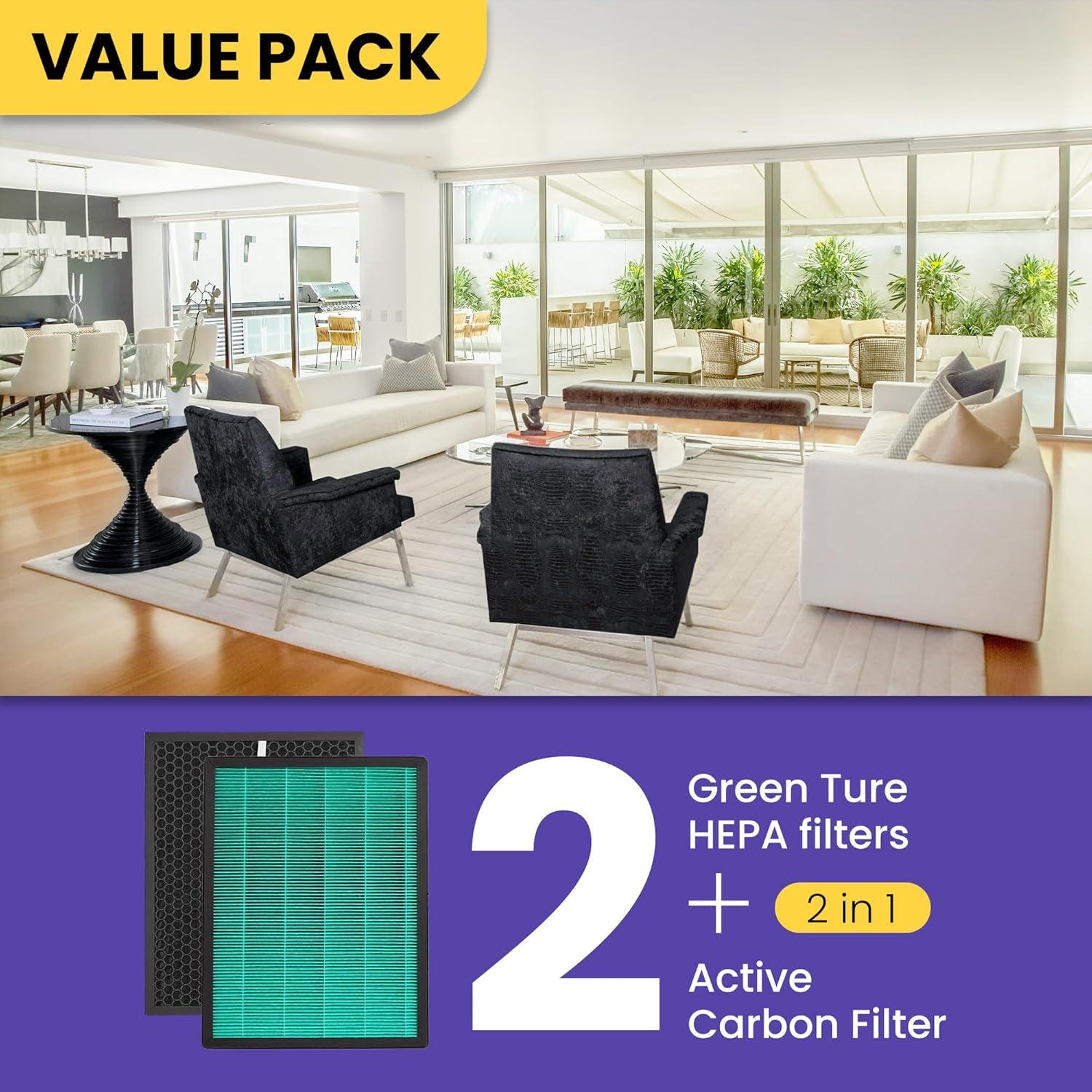 Coway Replacement Max2 Filter Set for Airmega 400 Series: True HEPA, Captures Smoke & Dust, Compatible with Coway Purifiers