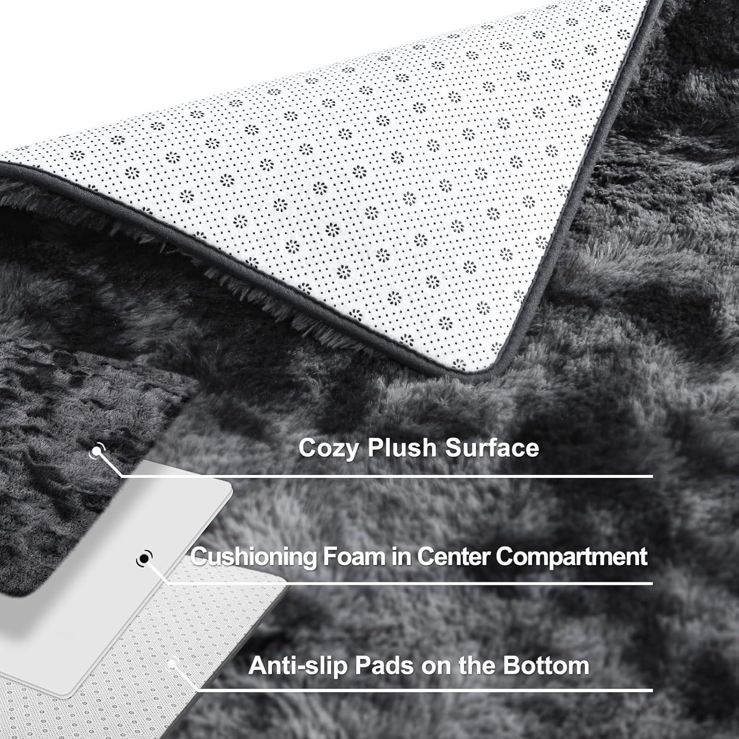 Noahas Fluffy Shaggy Rugs, 5x8 Feet Purple Plush Rugs for Girls Bedroom, Soft Kids Room Carpets, Large Bedside Rug, Upgrade Non-Slip Rugs for Children Nursery Dorm Home Decor, Purple