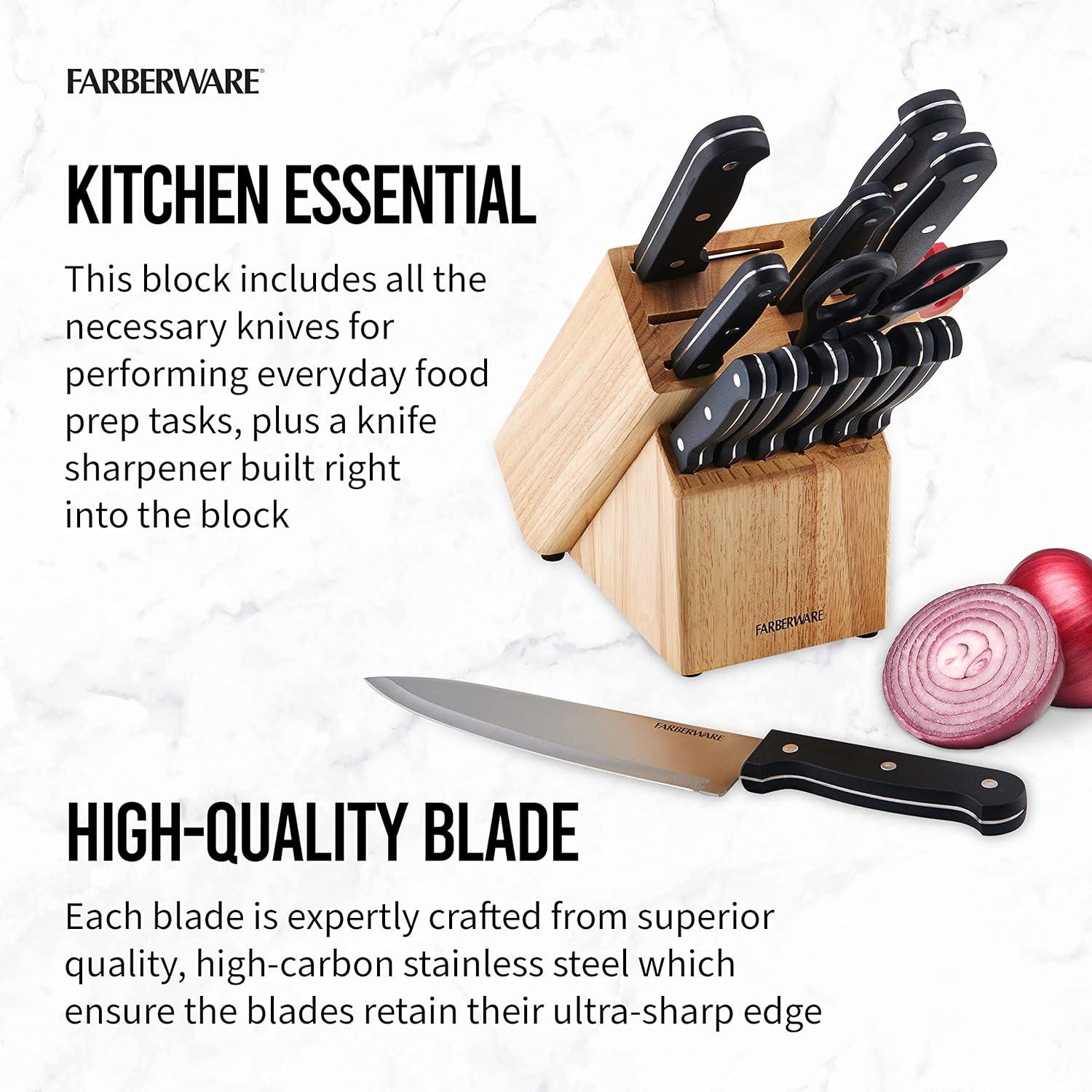 Farberware 14-Piece High-Carbon Stainless Steel Knife Block Set