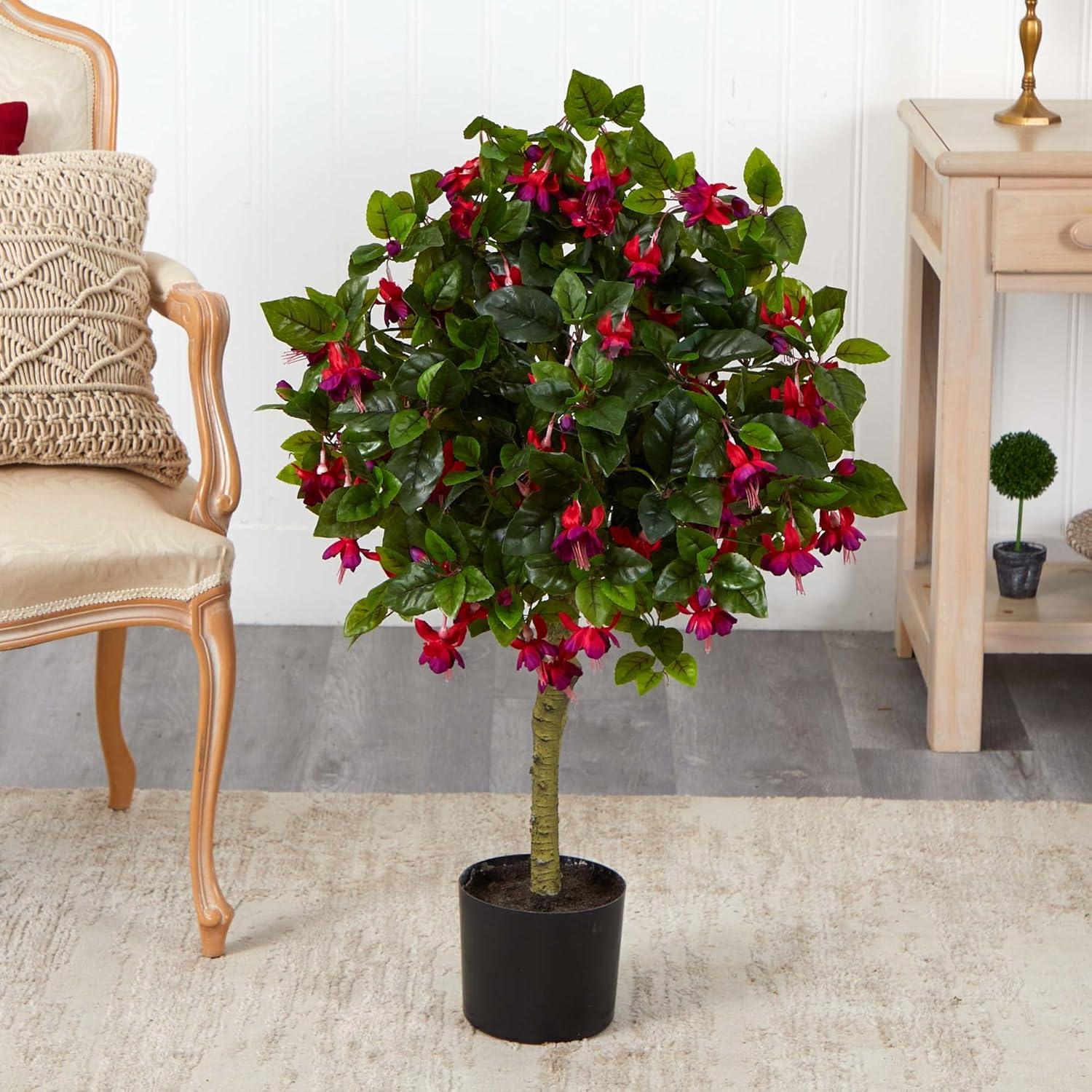 Nearly Natural 3-ft Fuchsia Artificial Tree