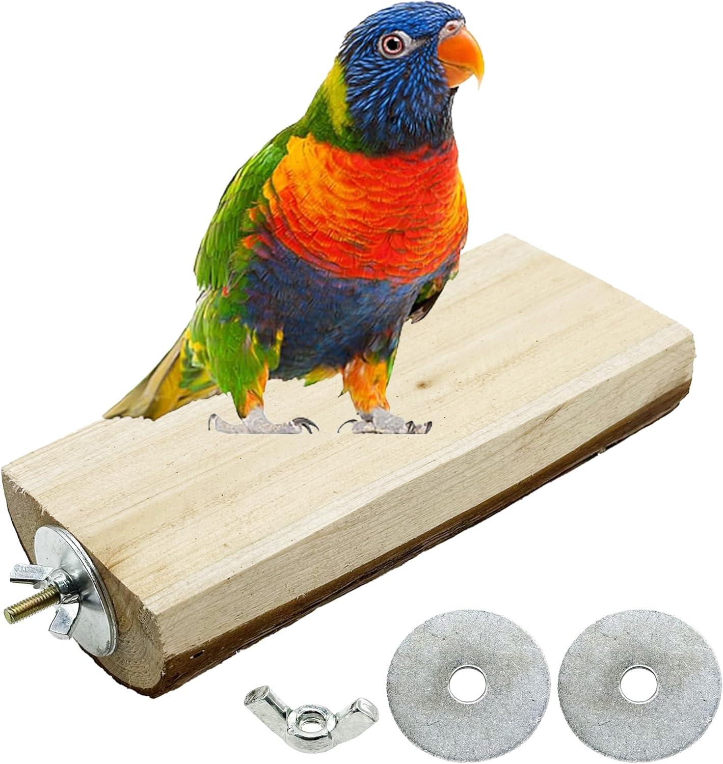 Allazone Natural Wooden Bird Perch Stand for Cage, Parrot Platform, Bird Perch Toy for Small Animals, Cockatiels, Parakeets, Finches