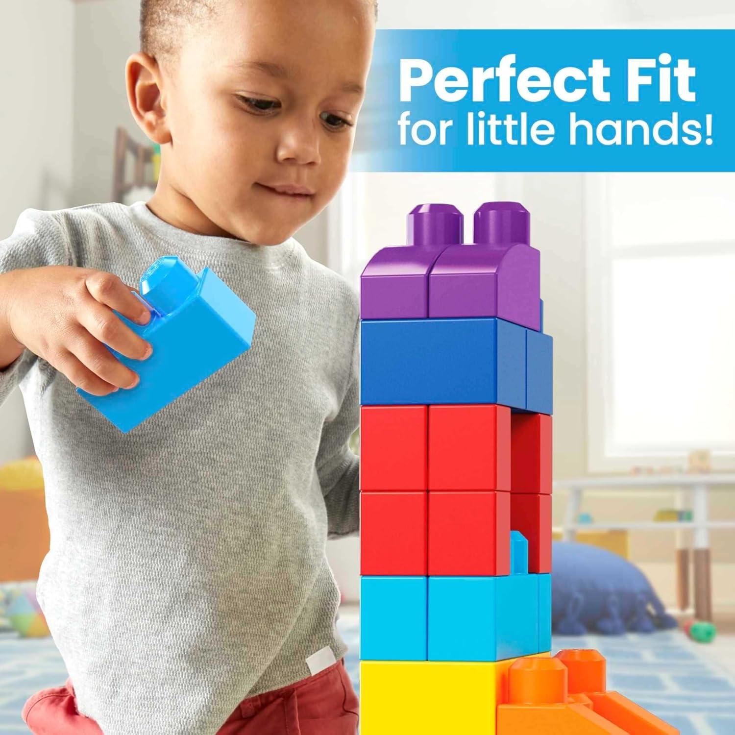 MEGA BLOKS Fisher-Price Toy Blocks Blue Big Building Bag with Storage (80 Pieces) for Toddler