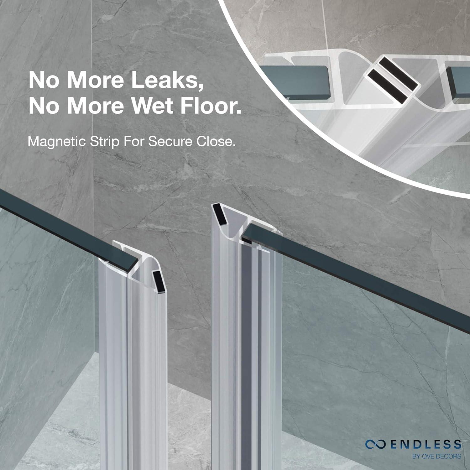 Endless Pasadena 41" W x 72" H Alcove Frameless Shower Kit, Door, Panel