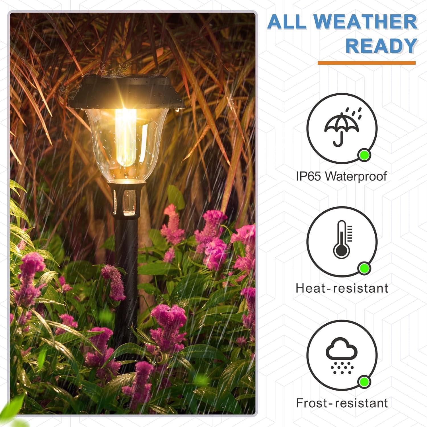 Solar Black Integrated LED Path Lights with Clear Lens (8-Pack)