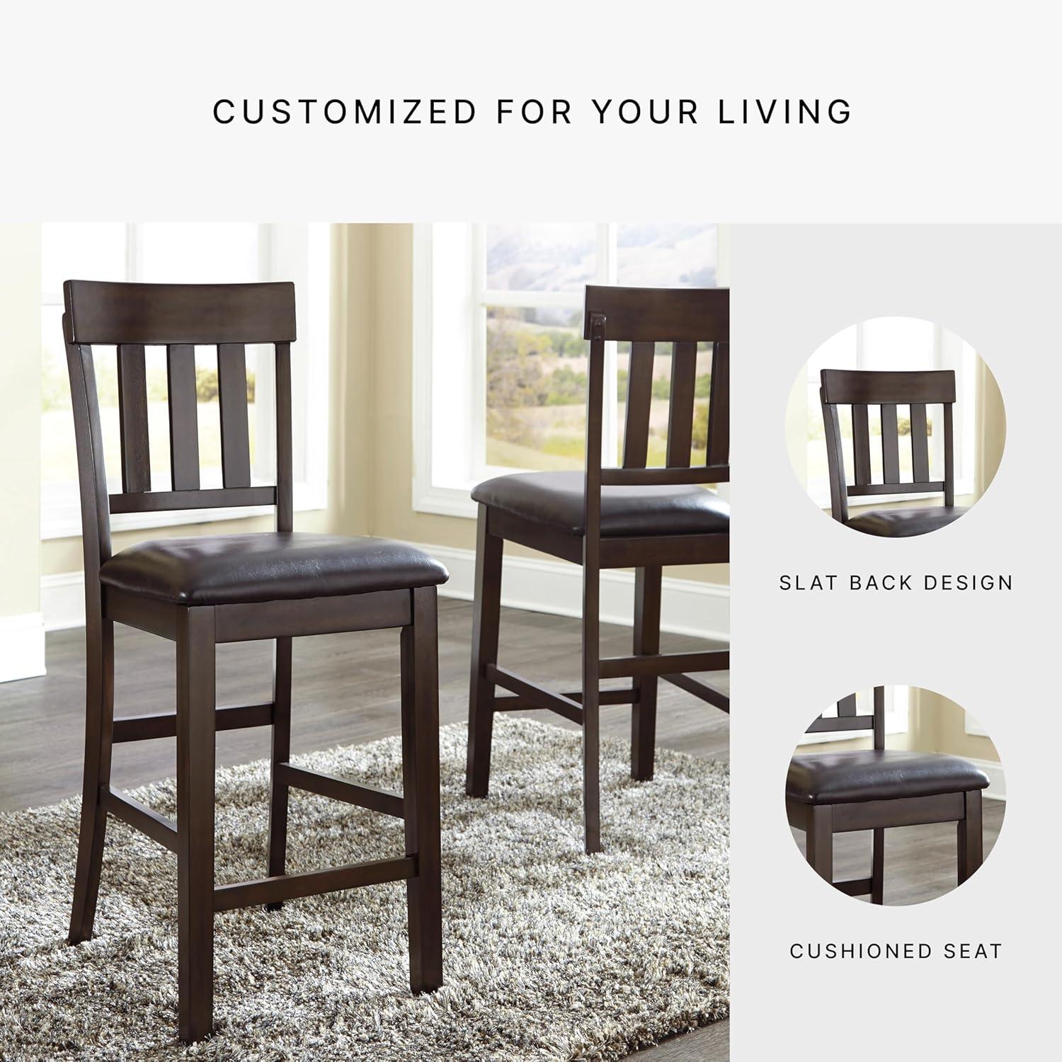 Signature Design by Ashley Haddigan Counter Height Upholstered Barstool, Set of 2, Dark Brown