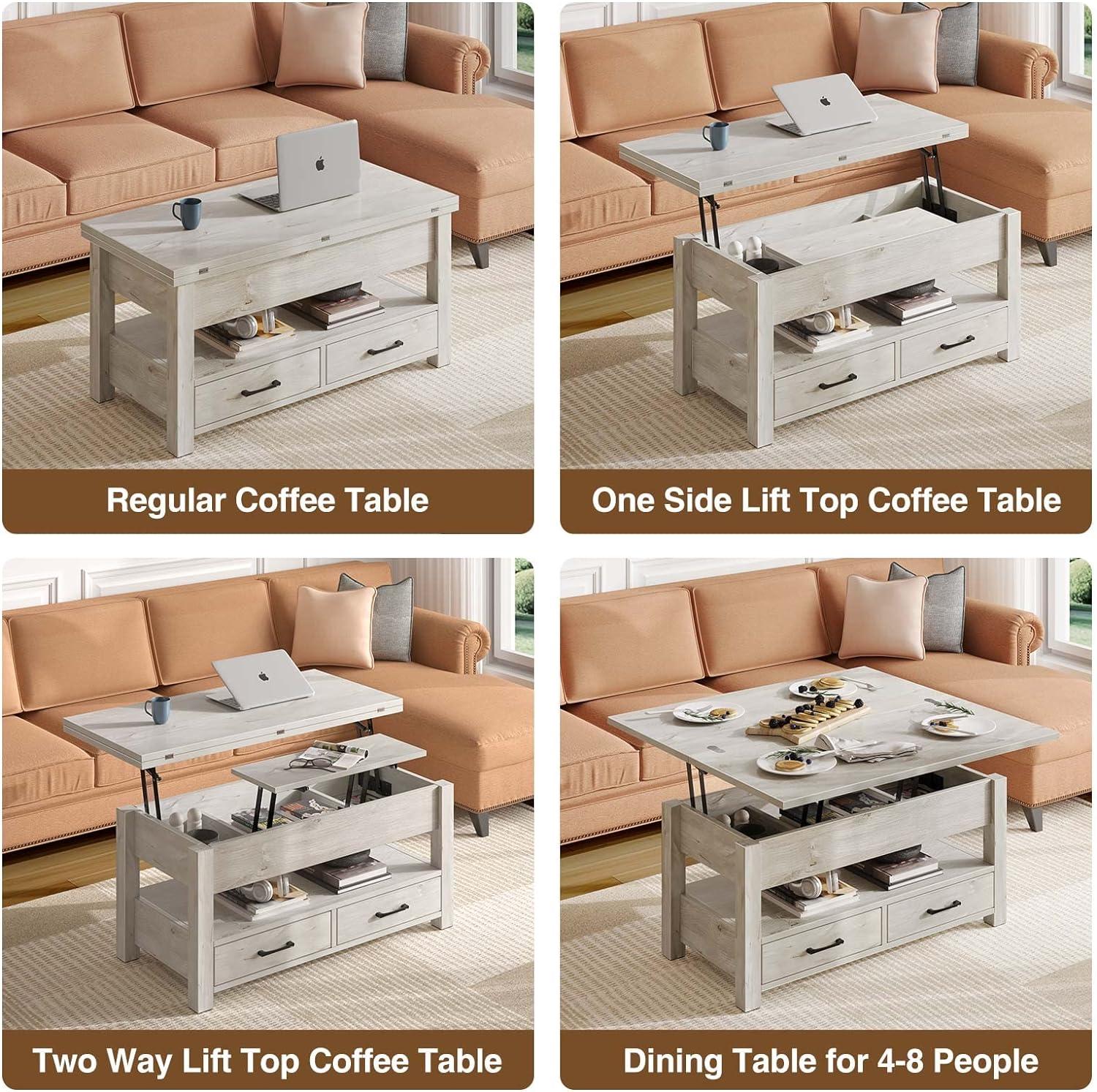 Gray Engineered Wood Lift-Top Coffee Table with Storage