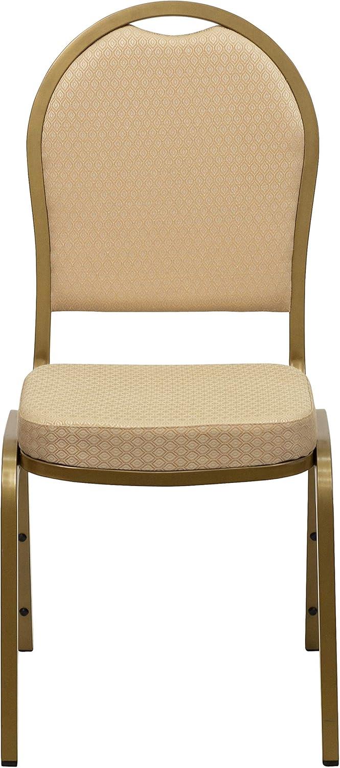 Beige Patterned Fabric Dome Back Stacking Banquet Chair