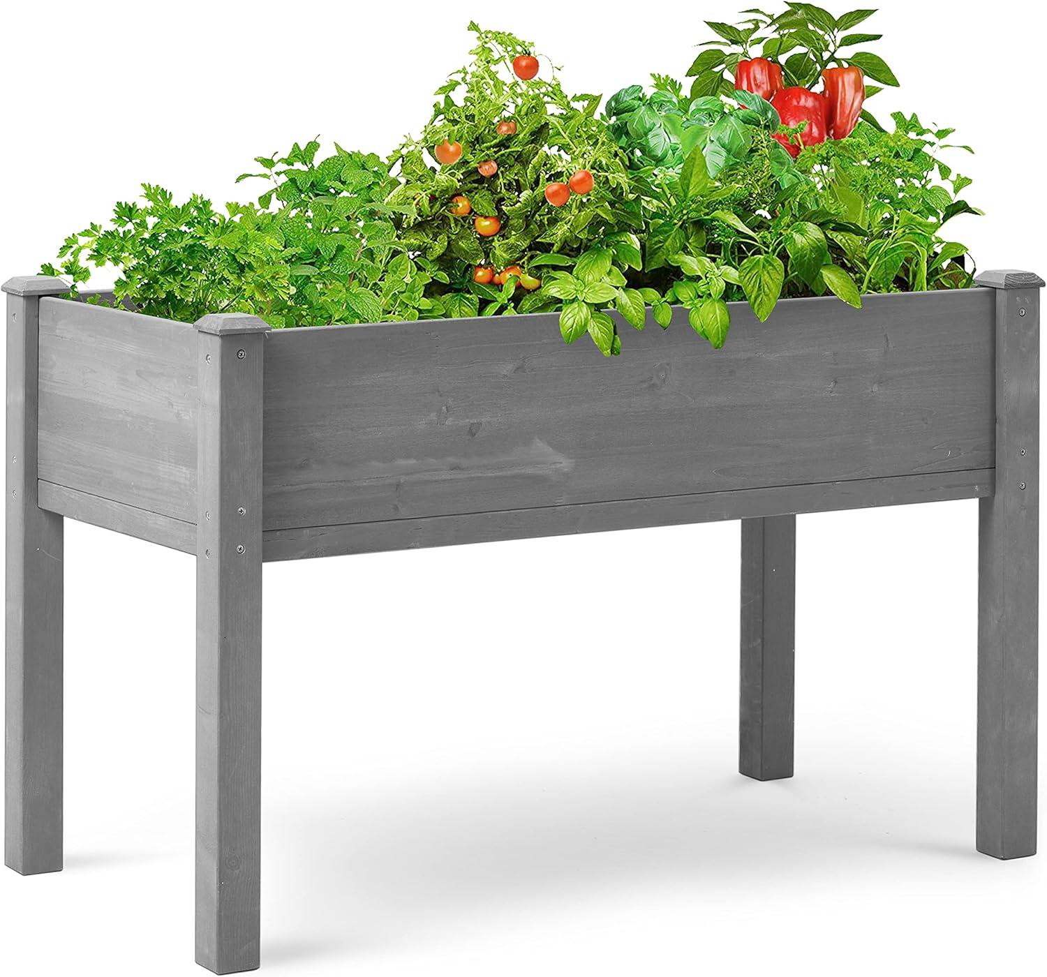 48x24x30 Gray Solid Wood Raised Garden Bed with Legs