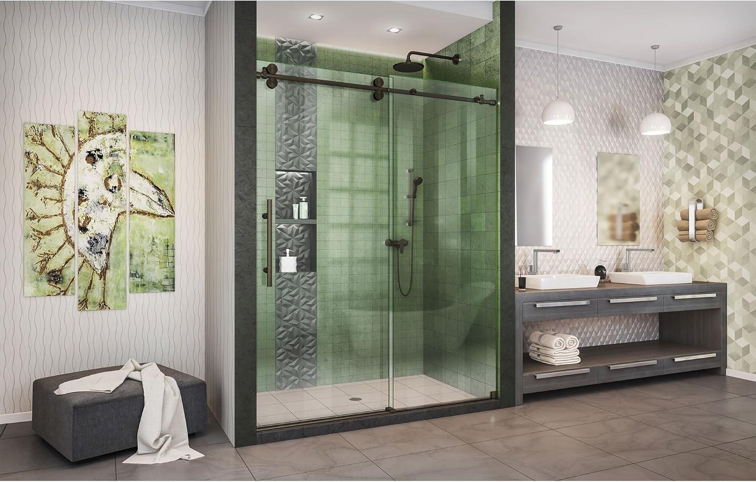 Enigma-XO 50" W x 76" H Sliding Frameless Shower Door with Clear Max™ Technology