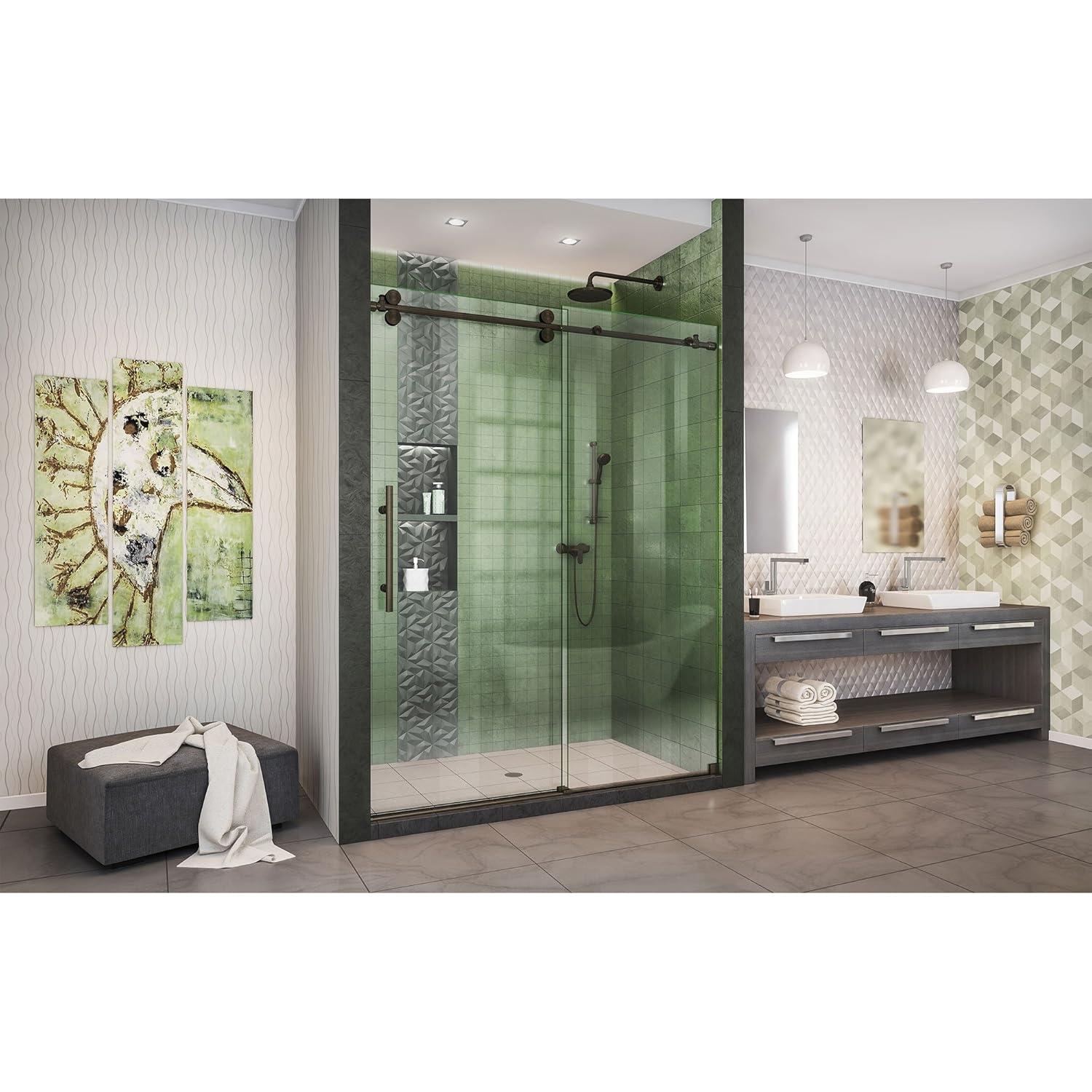 Enigma-XO 50" W x 76" H Sliding Frameless Shower Door with Clear Max™ Technology