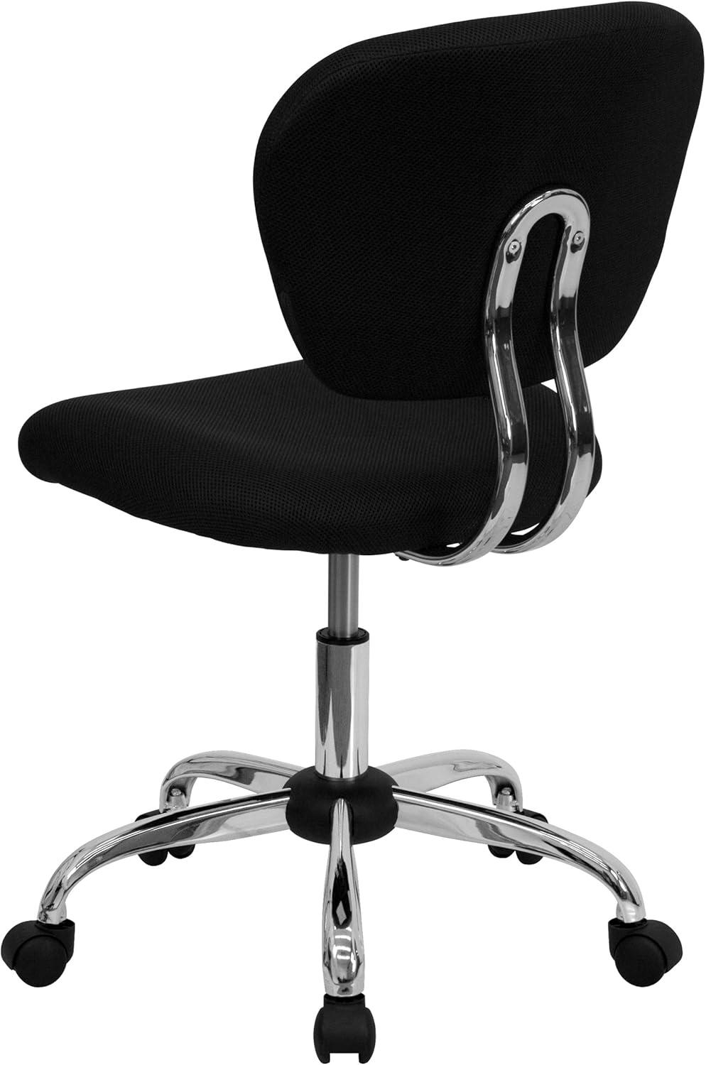 Flash Furniture Beverly Mid-Back Swivel Ergonomic Mesh Office Chair with Padded Seat, Black/Chrome