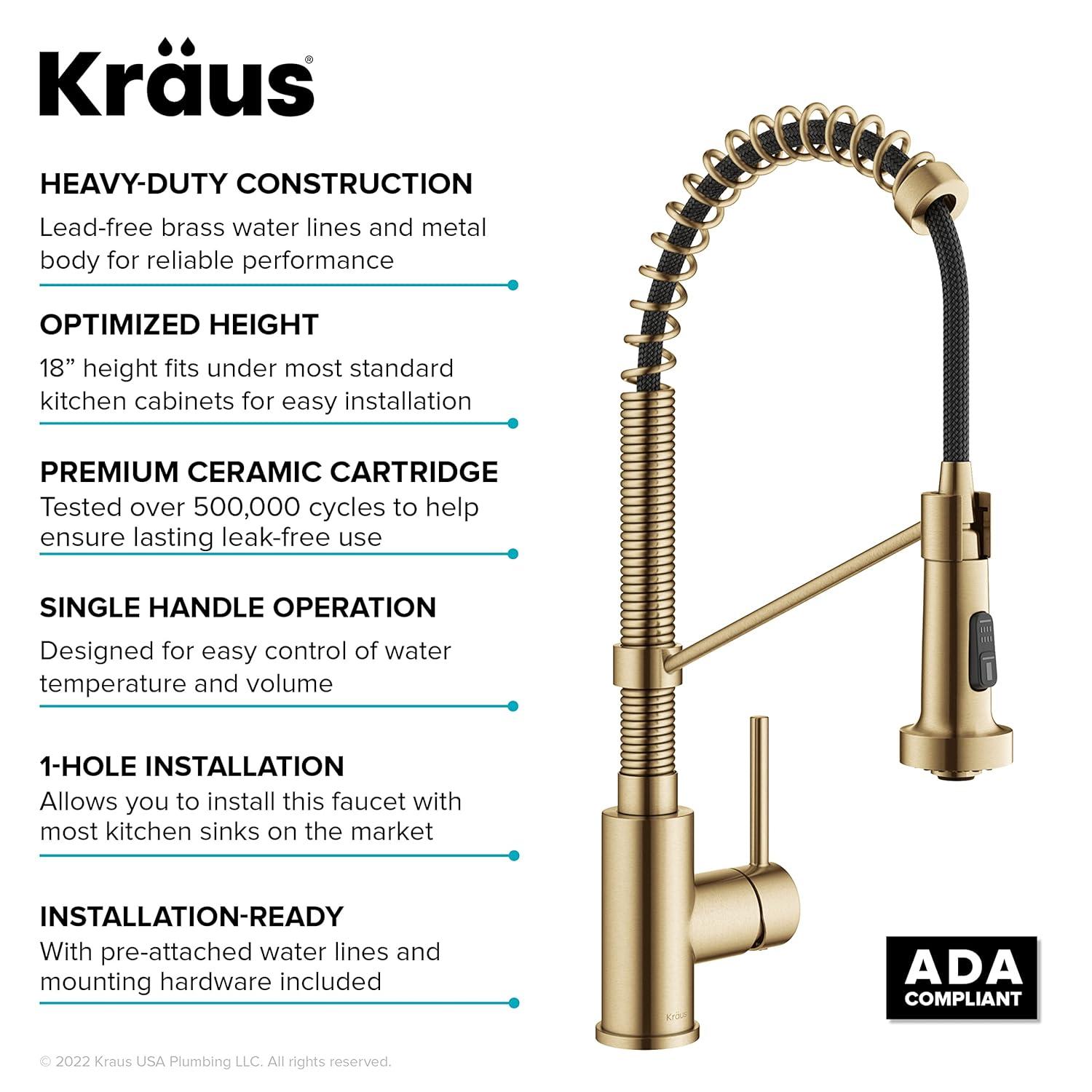 KRAUS Bolden Commercial Style 2-Function Single Handle Pull Down Kitchen Faucet