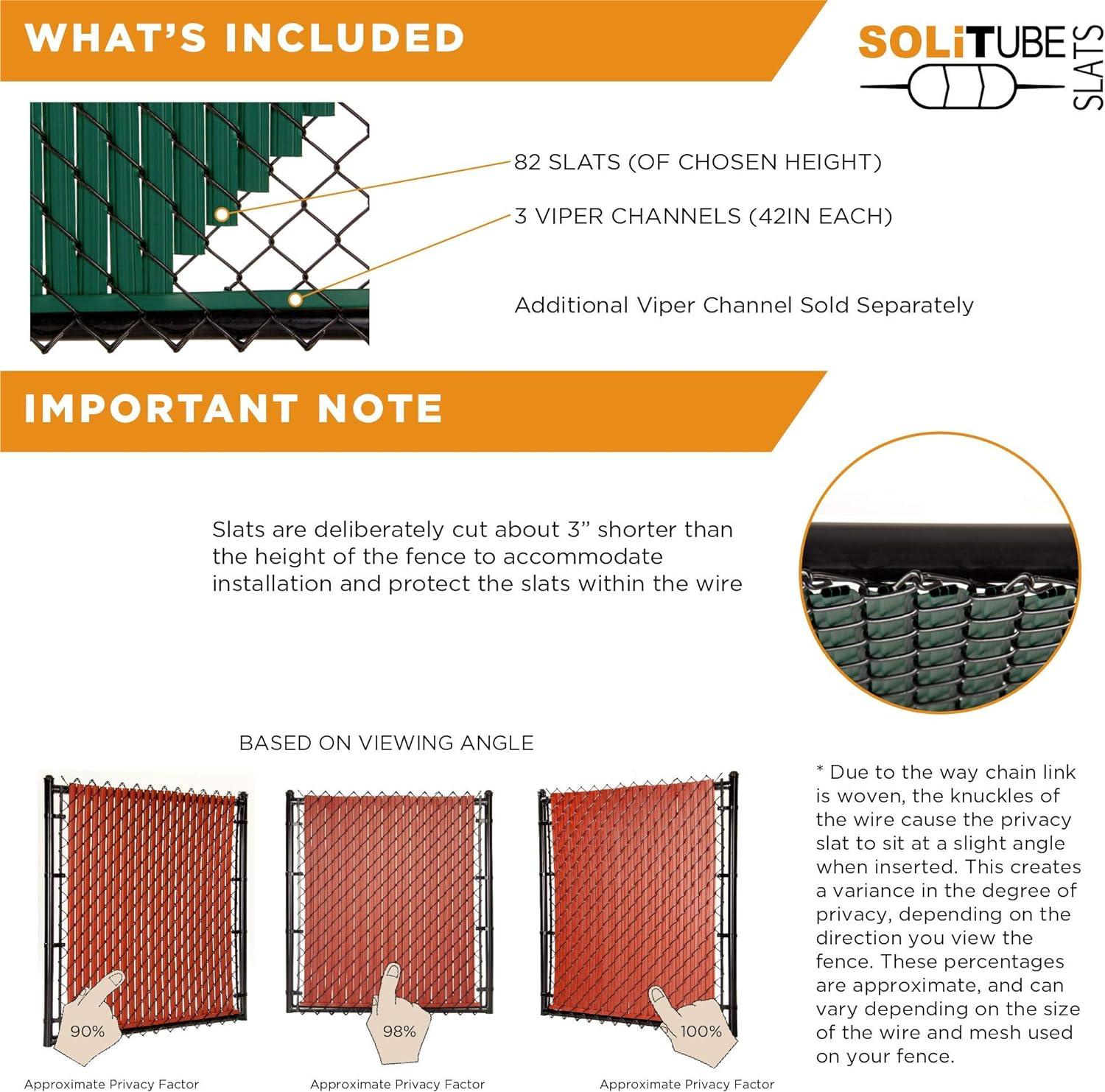 Slat Made in America Privacy Inserts for Chain-Link Fence, Double-Wall Vertical Bottom-Locking Slats with Wings for 6' Fence Height (Brown)