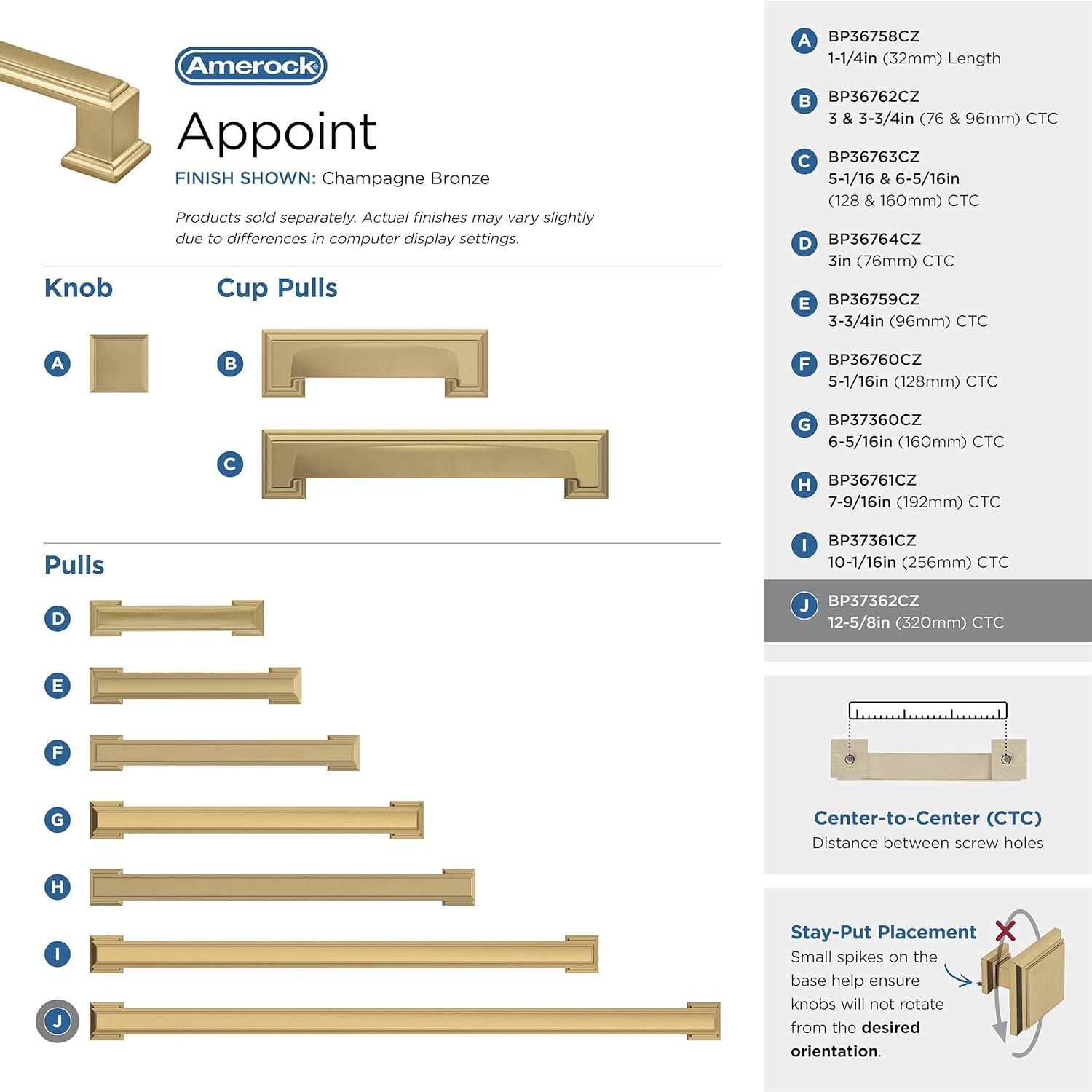 Amerock Appoint 12-5/8 inch (320mm) Center-to-Center Champagne Bronze Cabinet Pull