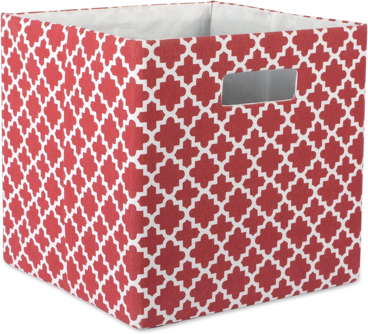 Rust Red Cube Storage Bin with Lattice Design 13"