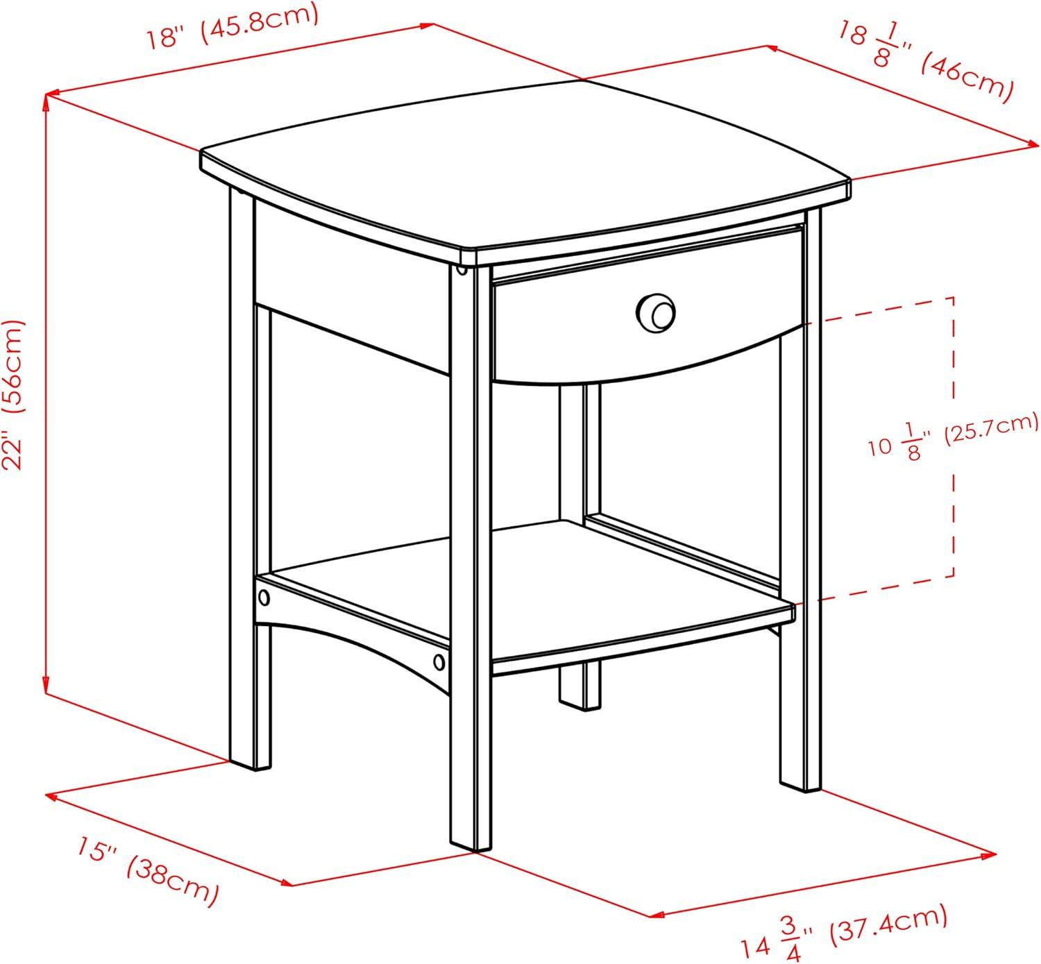 Transitional Walnut Square End Table with Storage and Curved Top