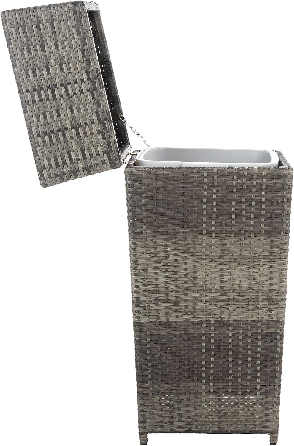 Mazeli Outdoor Trash Can - Grey Brown - Safavieh