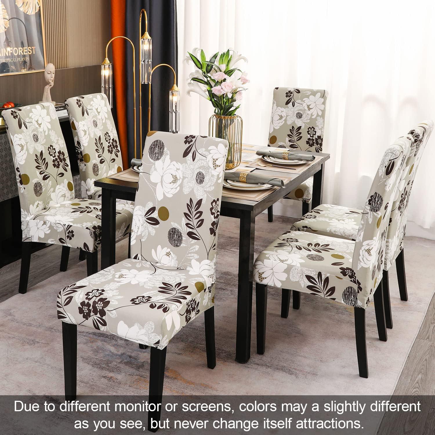 Dining Chair Covers Set of 6 Stretch Floral Dining Chair Slipcovers for Parson Chairs 6 Pack Washable Removable，(6,#16)