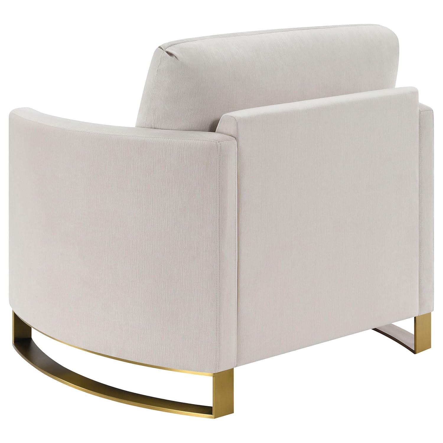 Coaster Contemporary Chenille Upholstered Arched Arms Chair in Beige