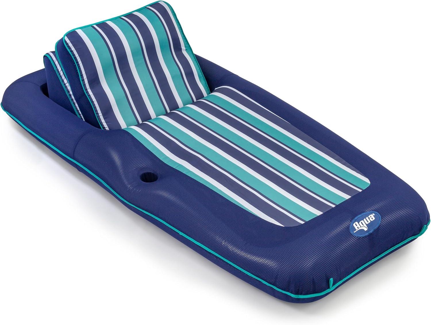 Navy and Green Striped Convertible XL Pool Lounger