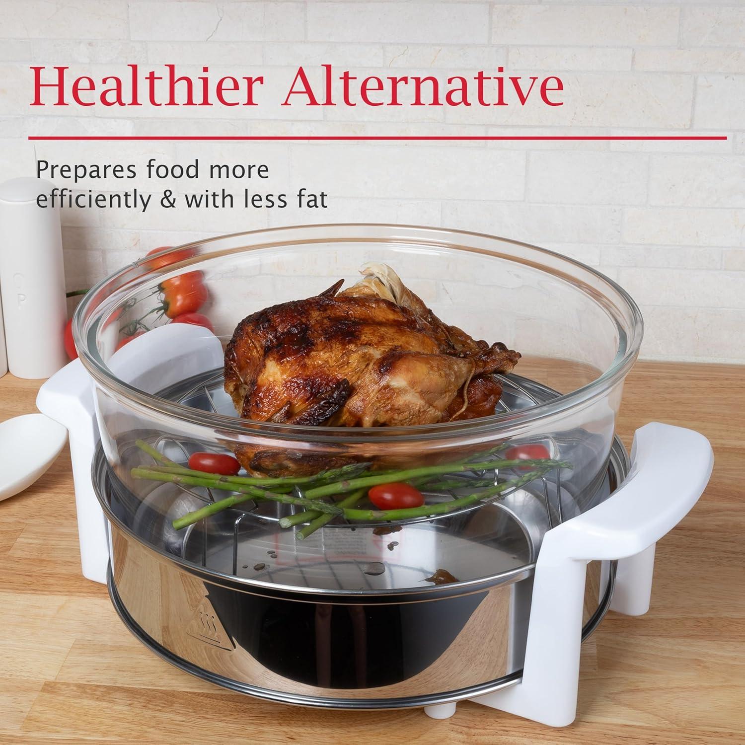 Classic Cuisine Halogen Oven Air Fryer - 12 to 17Qt Glass Air Fryer (White)