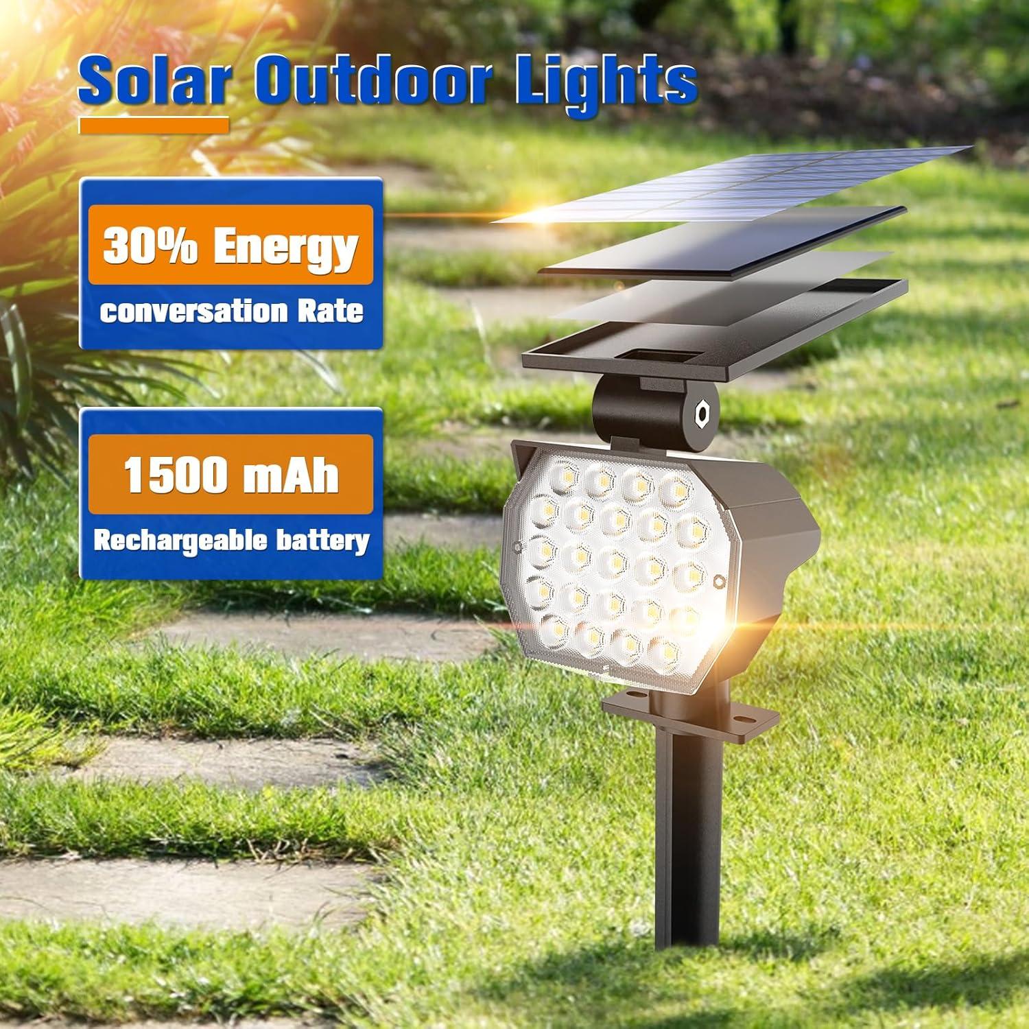 Black Solar Powered Outdoor Spot Lights with Adjustable Panels