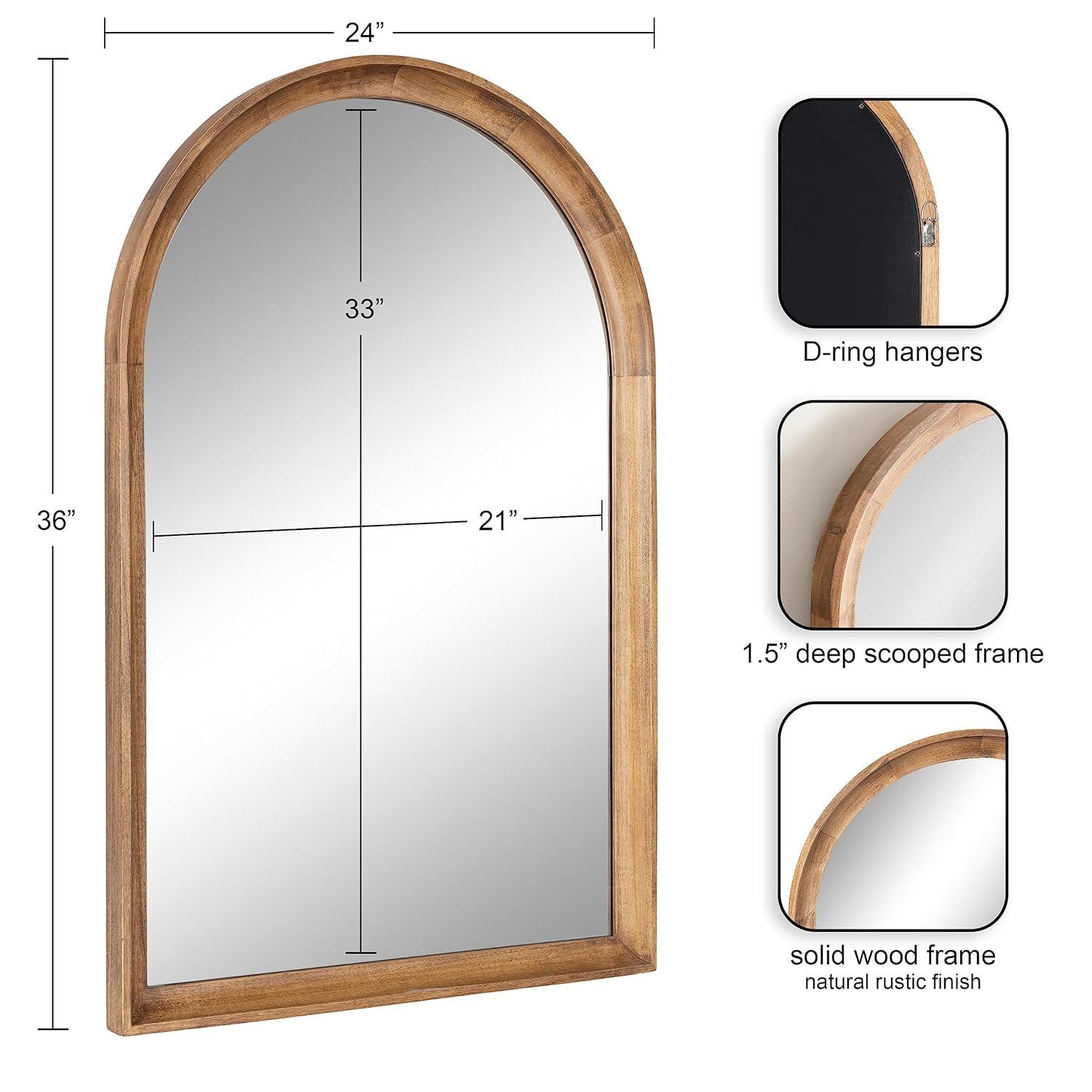24"x36" Hatherleigh Arch Wood Wall Mirror Rustic Brown - Kate & Laurel All Things Decor