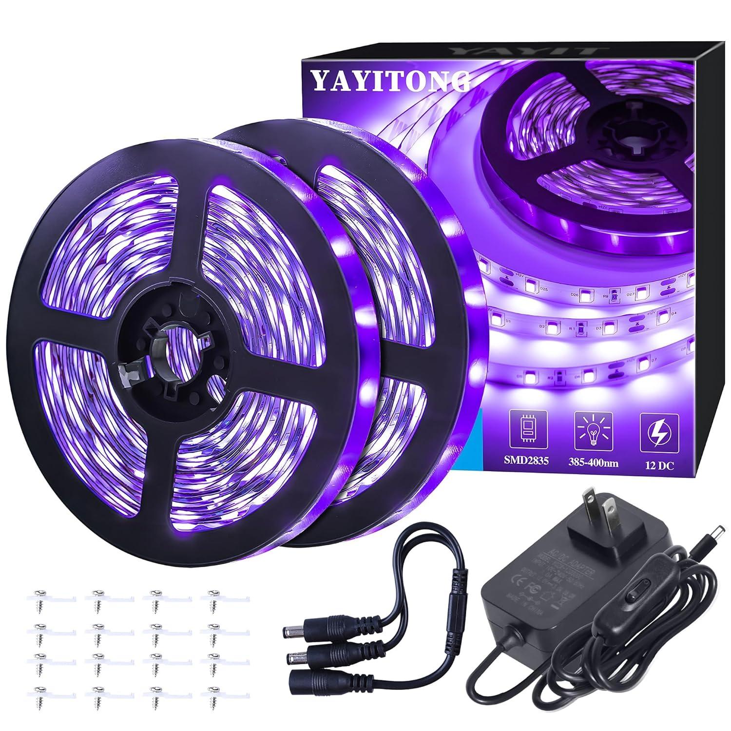 40 Foot Led Black Light Strip Kit, 720 Units Led, 12V Flexible Blacklight Fixtures, Non-Waterproof