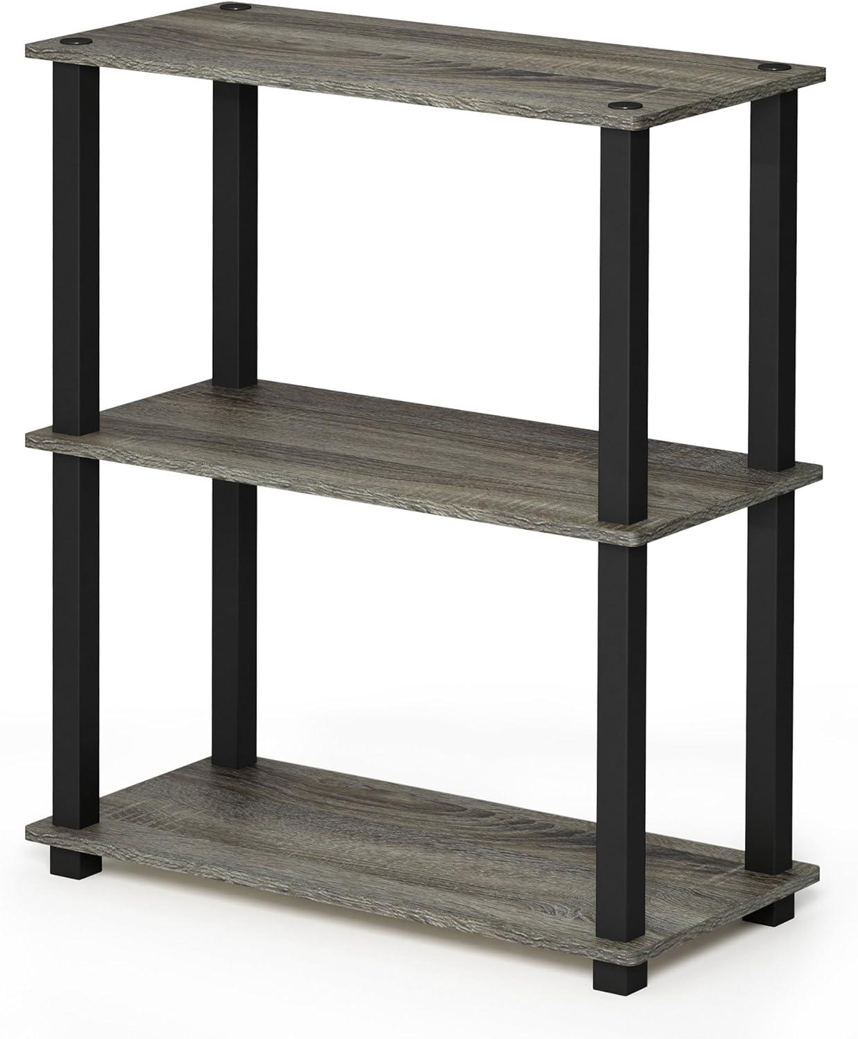 Furinno Reversible 3-Tier Compact Ladder Bookshelf Multipurpose Shelf Display Rack with Square Tube