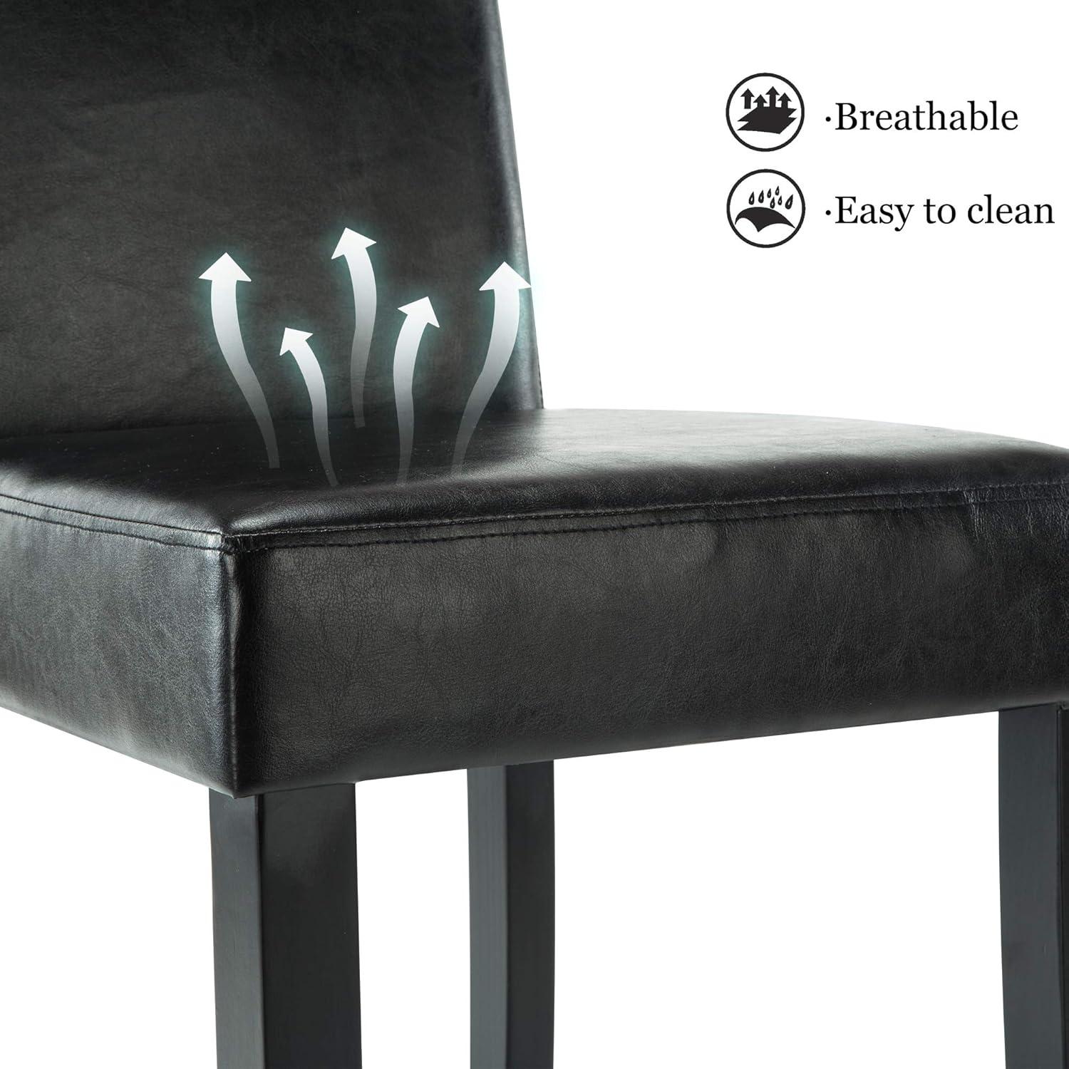 Tangkula Dining Chair Set of 4 w/ Acacia Wood Frame & Rubber Wood Legs Padded Backrest Black