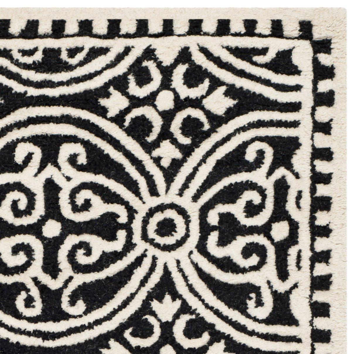 SAFAVIEH Cambridge Leslie Geometric Wool Area Rug, Black/Ivory, 6' x 9'