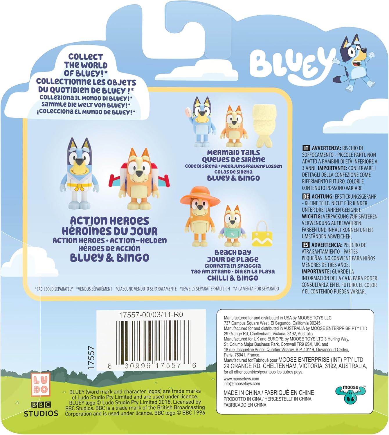 Bluey Action Heroes 2.5 inch Bluey and Bingo Figures, Ages 3+