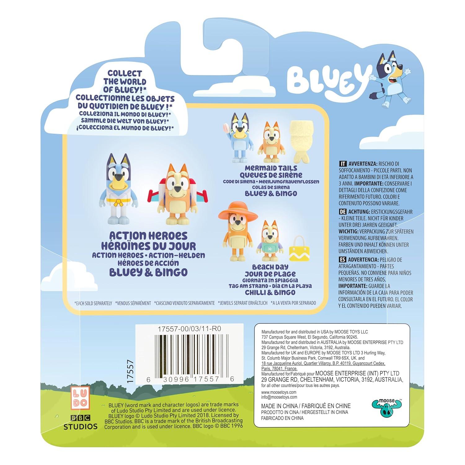 Bluey Action Heroes 2.5 inch Bluey and Bingo Figures, Ages 3+