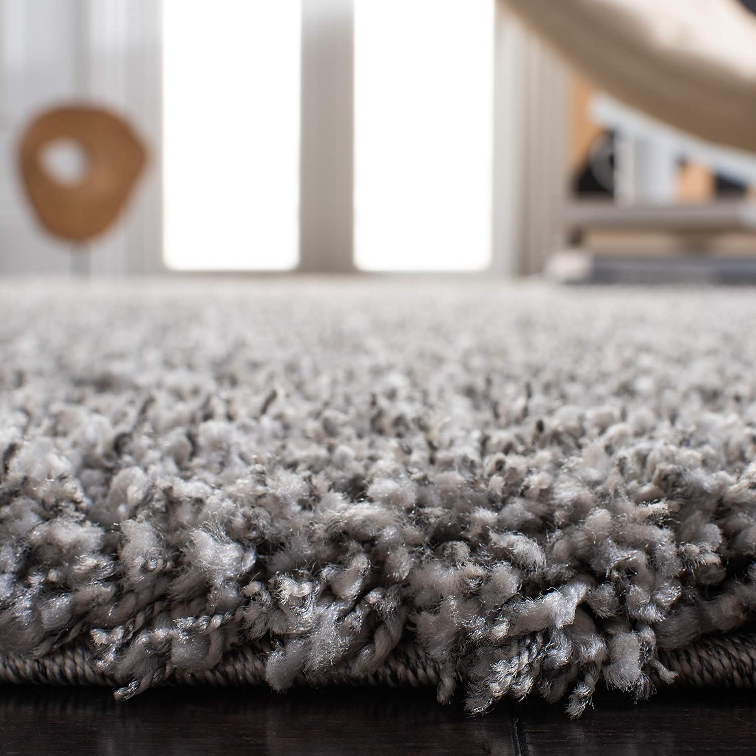Shag SG151 Power Loomed Indoor Area Rug - Silver - 4'x4' - Safavieh.