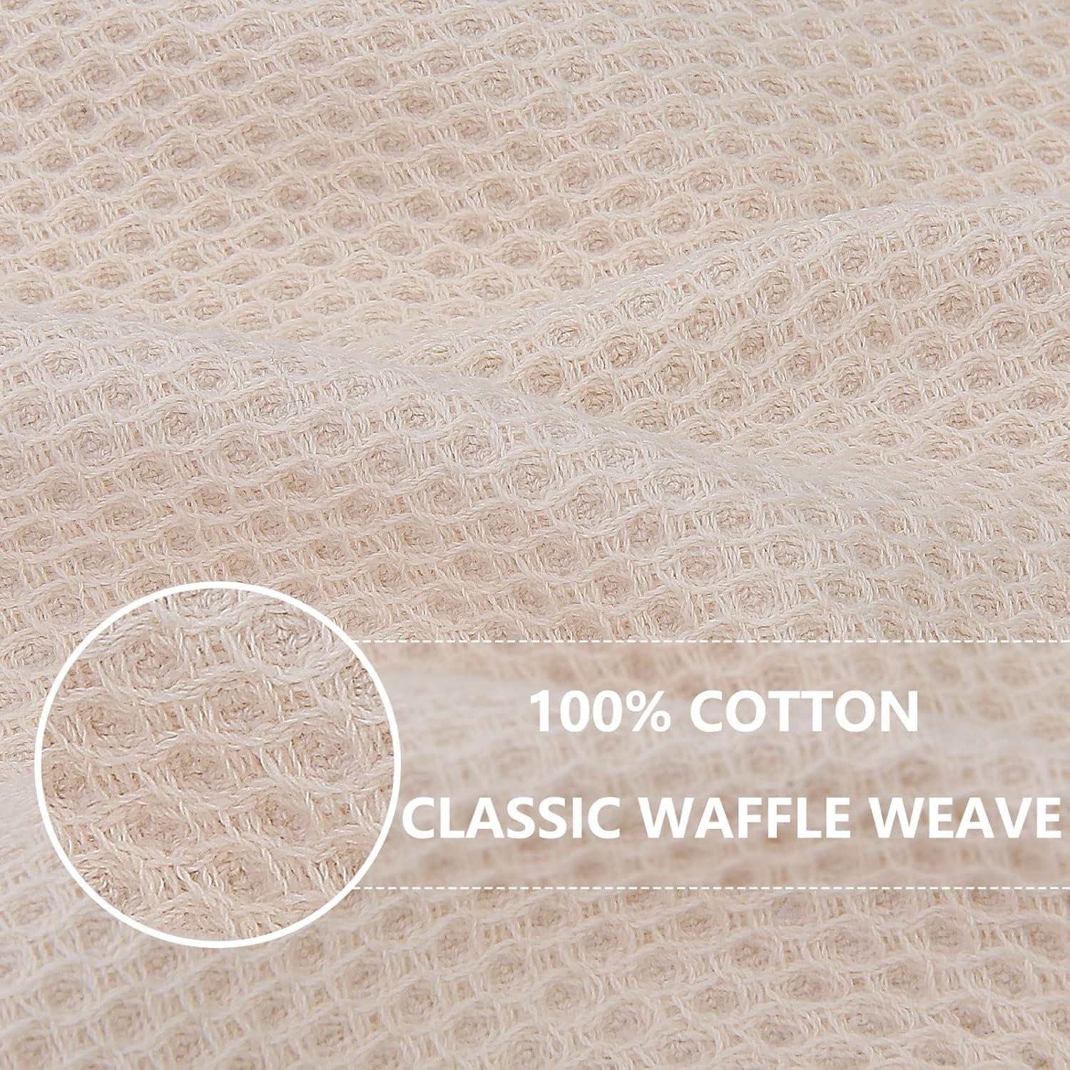 6 Pack 100% Cotton Kitchen Dish Cloths, Waffle Weave Dish Cloths for Washing Dishes, Quick Drying Kitchen Dish Towels Rags, 12x12 Inches, Beige