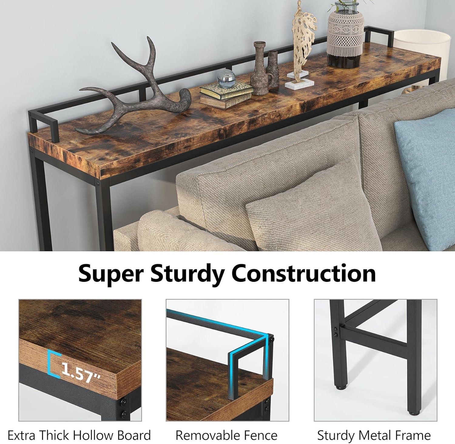 Tribesigns 70.9 inchLong Sofa Table, Narrow Console Table Behind Couch for Living Room (White Gold)